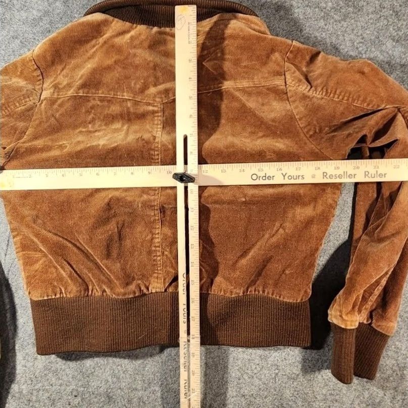 Vintage DOKI-GEKI Bomber Jacket Womens Large Brown Corduroy Zip Pockets Ribbed Collar Size L / US 10 / IT 46 - 5 Thumbnail
