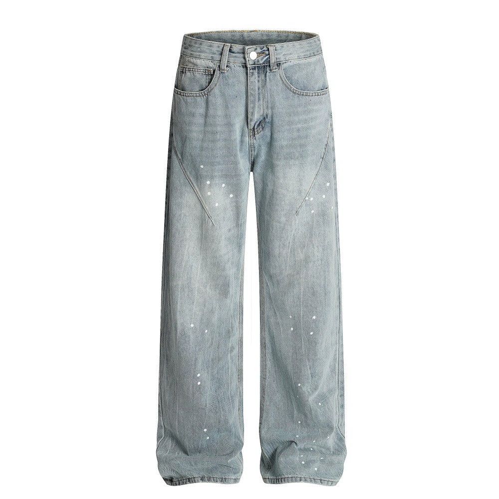 Jean American punk ink-splashed distressed washed loose jeans Size US 32 / EU 48 - 1 Thumbnail