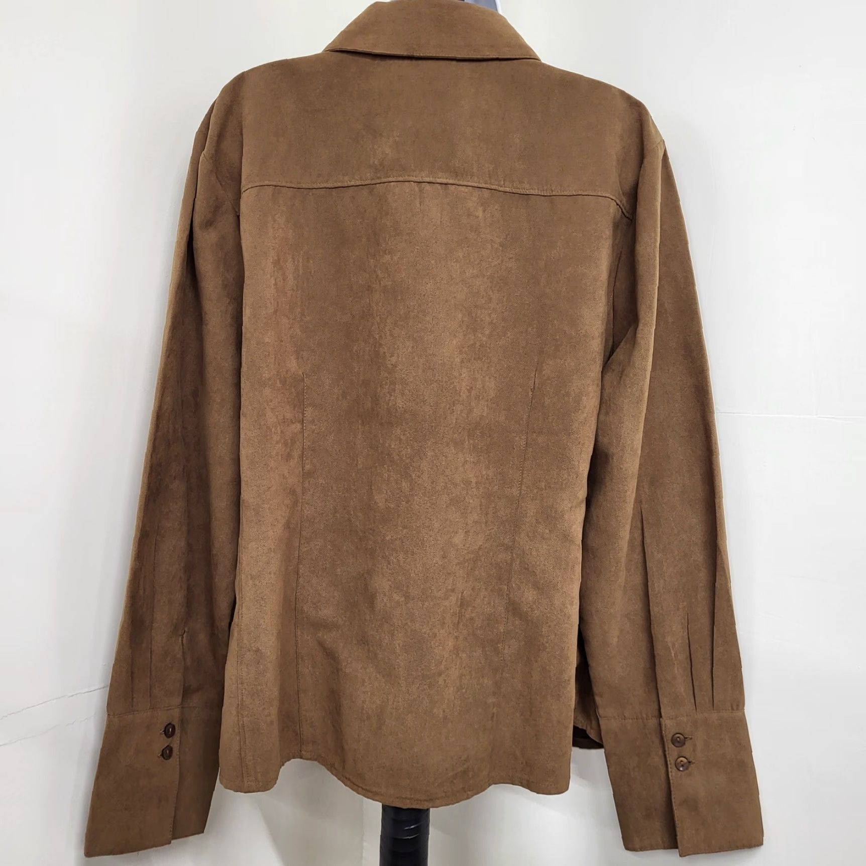Vintage Cato Jacket Women's XL Brown Long Sleeve Zipper Collared Lightweight Polyester Size XL / US 12-14 / IT 48-50 - 4 Thumbnail