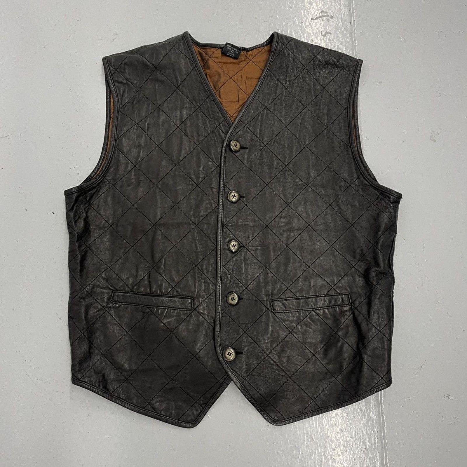 Other Vintage 80s Brown Buckleback Genuine Leather Vest Size US M / EU 48-50 / 2 - 1 Thumbnail