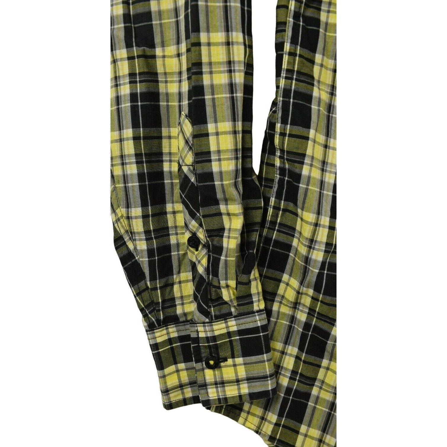 Sean John Sean John Mens XL Button Down Pocket Black and Yellow Plaid Size US XL / EU 56 / 4 - 4 Thumbnail
