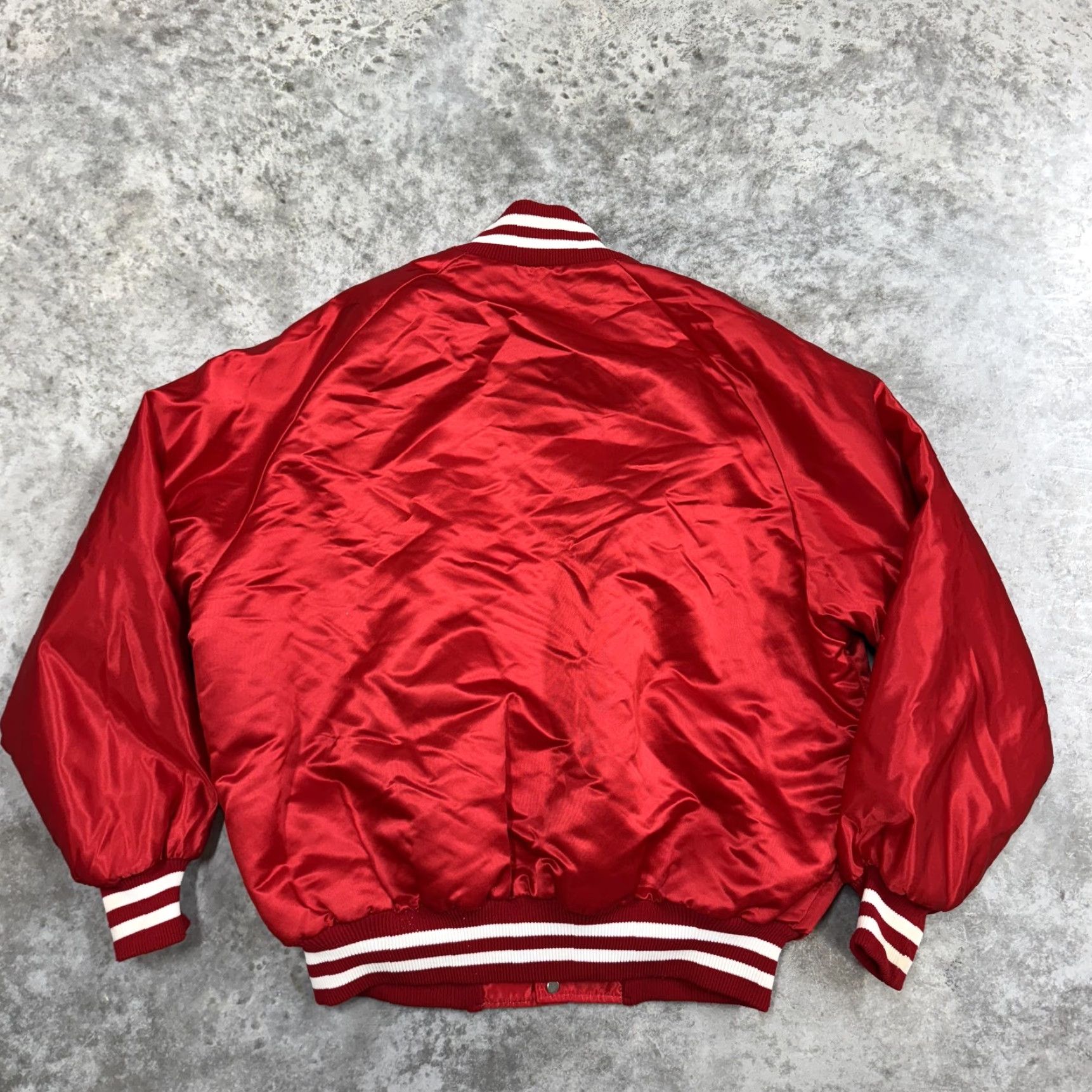 Vintage Leon Jacket Mens XL Red Satin Varsity Bomber Quilt Lined Letterman Tallahassee Size US XL / EU 56 / 4 - 6 Thumbnail