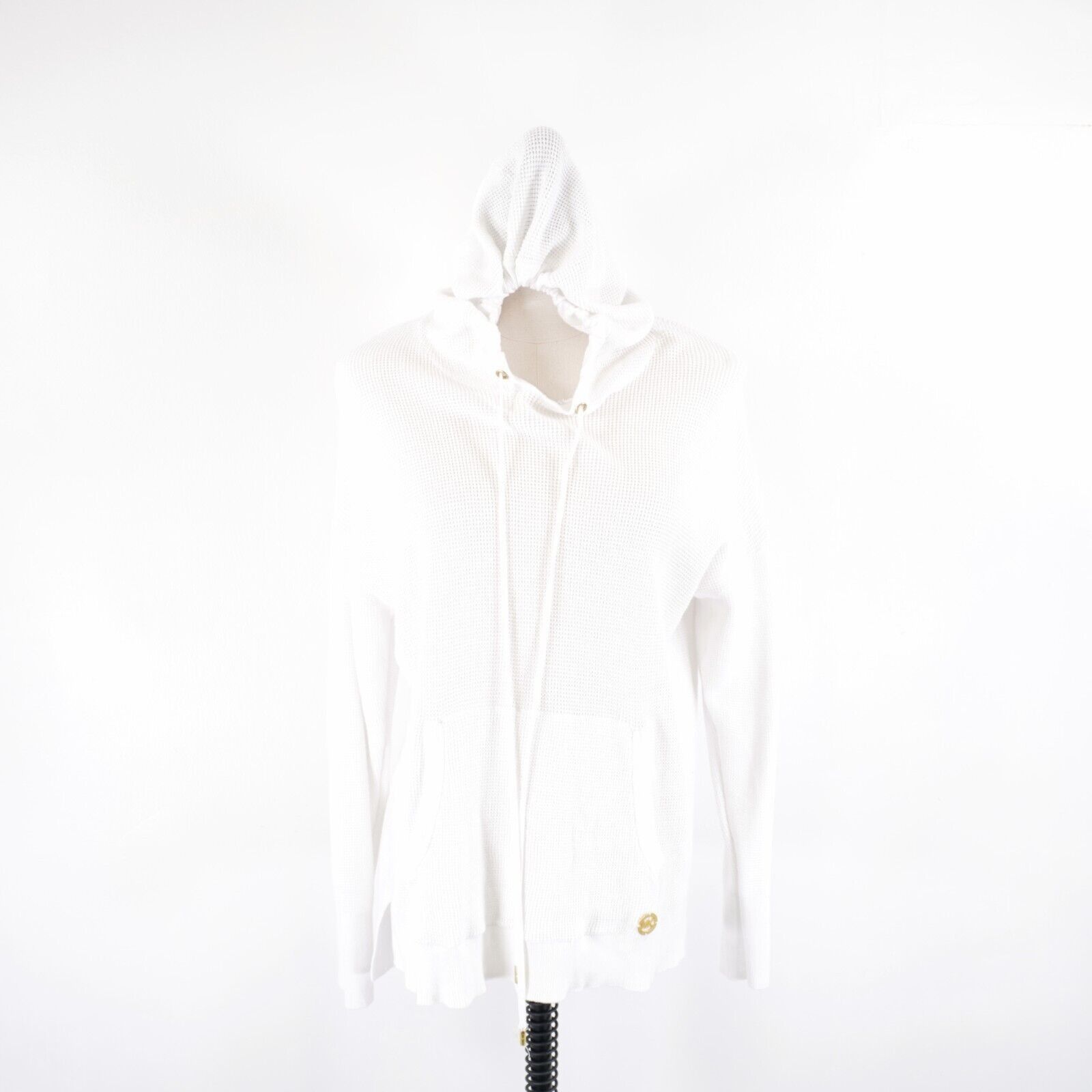 Michael Kors Michael Kors White Waffle Knit Hooded Sweater Large Cotton B Size L / US 10 / IT 46 - 1 Thumbnail