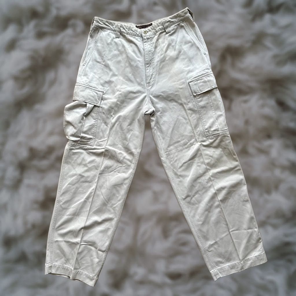 Abercrombie & Fitch VINTAGE Abercrombie & Fitch Pants Mens Cargo White 34x32 High Rise Y2K Army Paratrooper Size US 34 / EU 50 - 1 Thumbnail