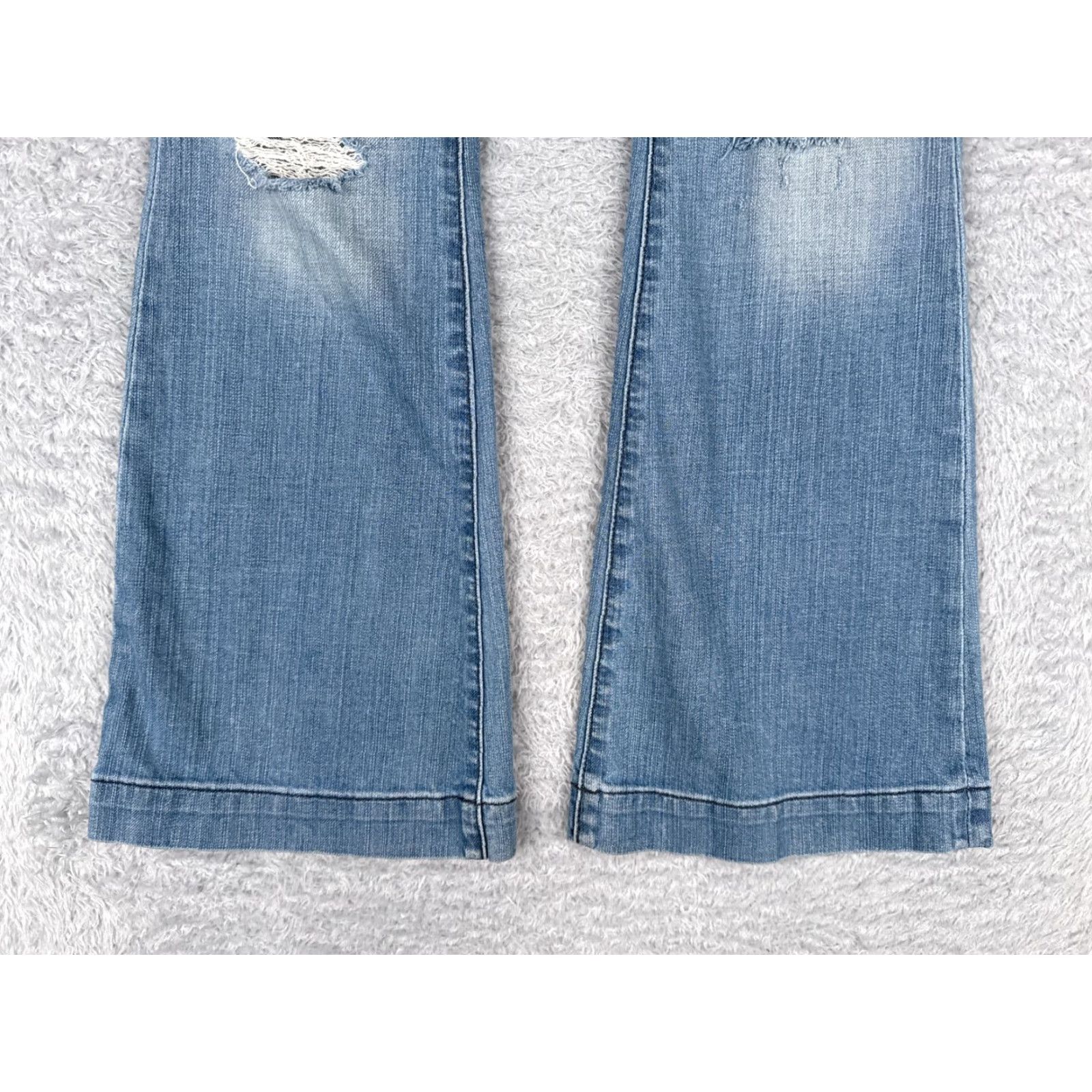 Express Express Jeans Womens 28 Blue Denim Stella Fit & Flare Distressed Low Rise 28x29 Size 28" / US 6 / IT 42 - 2 Thumbnail
