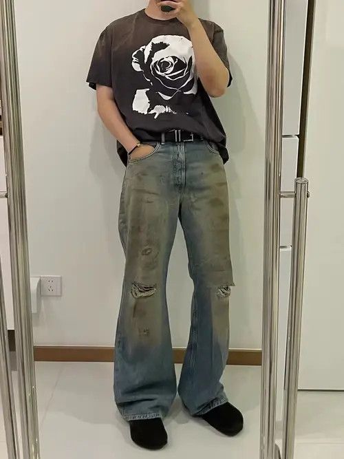 VIBE Vintage dirty ripped washed rare jeans Size US 32 / EU 48 - 5 Thumbnail