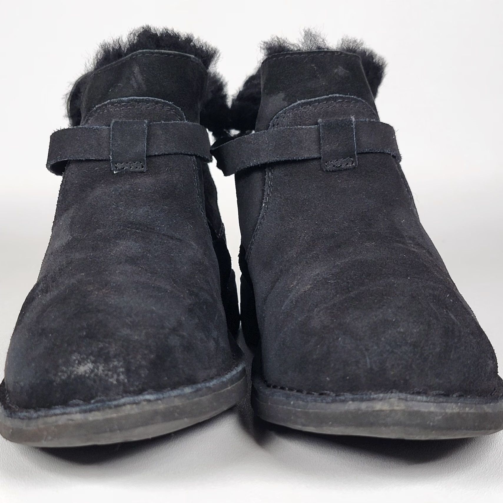 Ugg UGG Bootie Women's Suede Buckle Shearling Fur Black Ankle Boot 9 Size US 9 / IT 39 - 2 Thumbnail