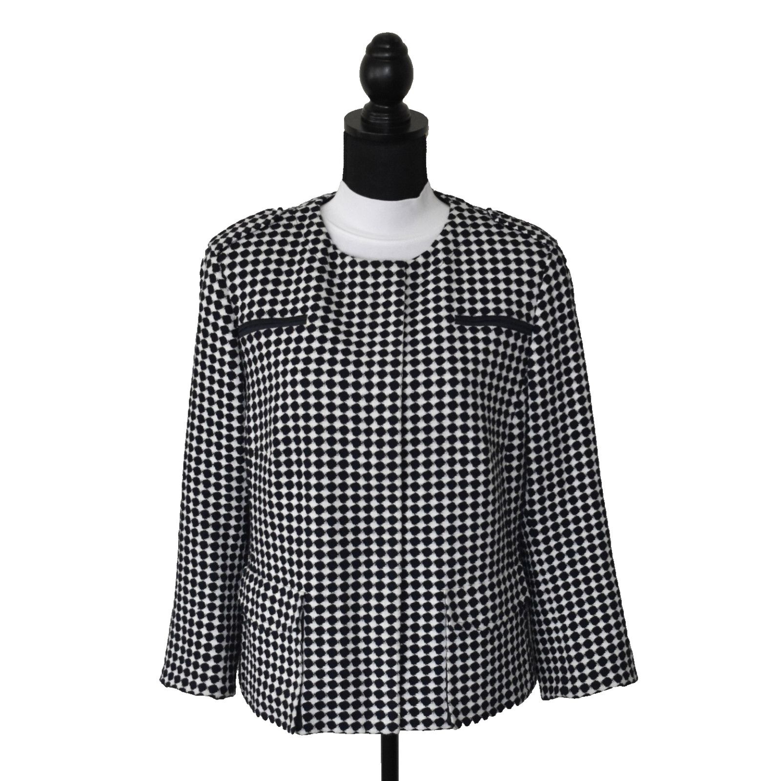 Akris AKRIS PUNTO Black Tweed Zip Snap Front Blazer Jacket Size 14 Size XL / US 12-14 / IT 48-50 - 1 Thumbnail
