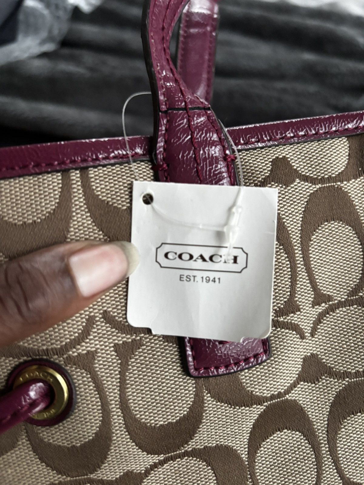 Coach Coach Beige and Purple Python Print Handbag Tote F24882 Size ONE SIZE - 5 Thumbnail