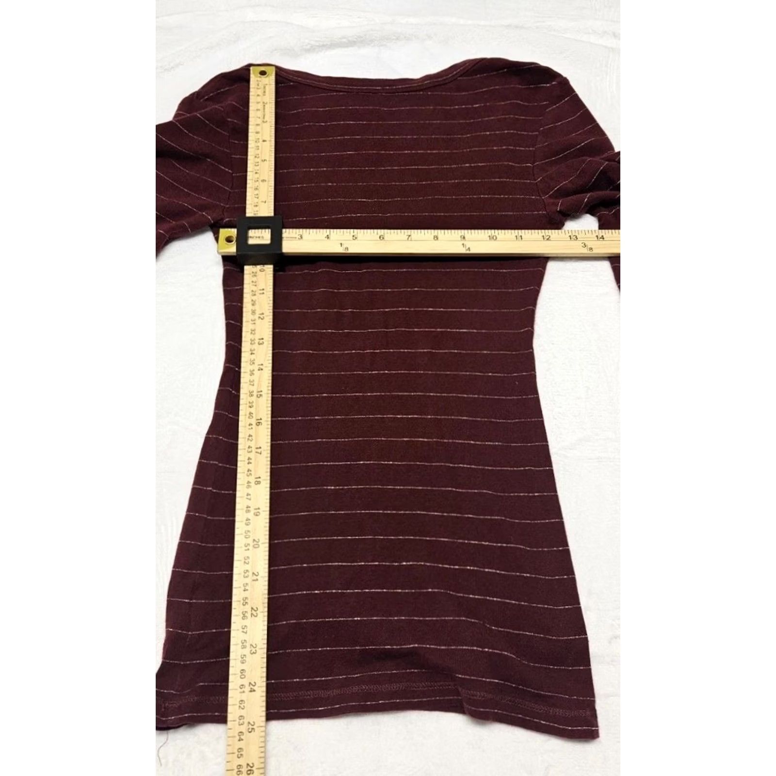 Vintage Favorite V-Neck Striped Long Sleeve T-Shirt Maroon M Women Size M / US 6-8 / IT 42-44 - 8 Thumbnail