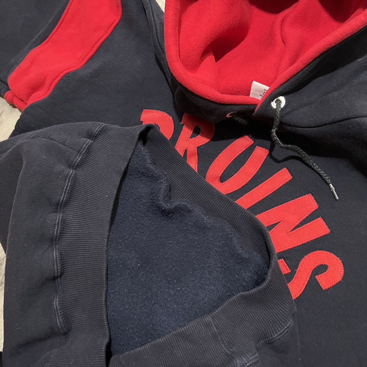 MacGregor × Vintage VTG Sand Knit 80s/90s Double Face BRUINS Navy Blue Hoodie Size US L / EU 52-54 / 3 - 5 Thumbnail