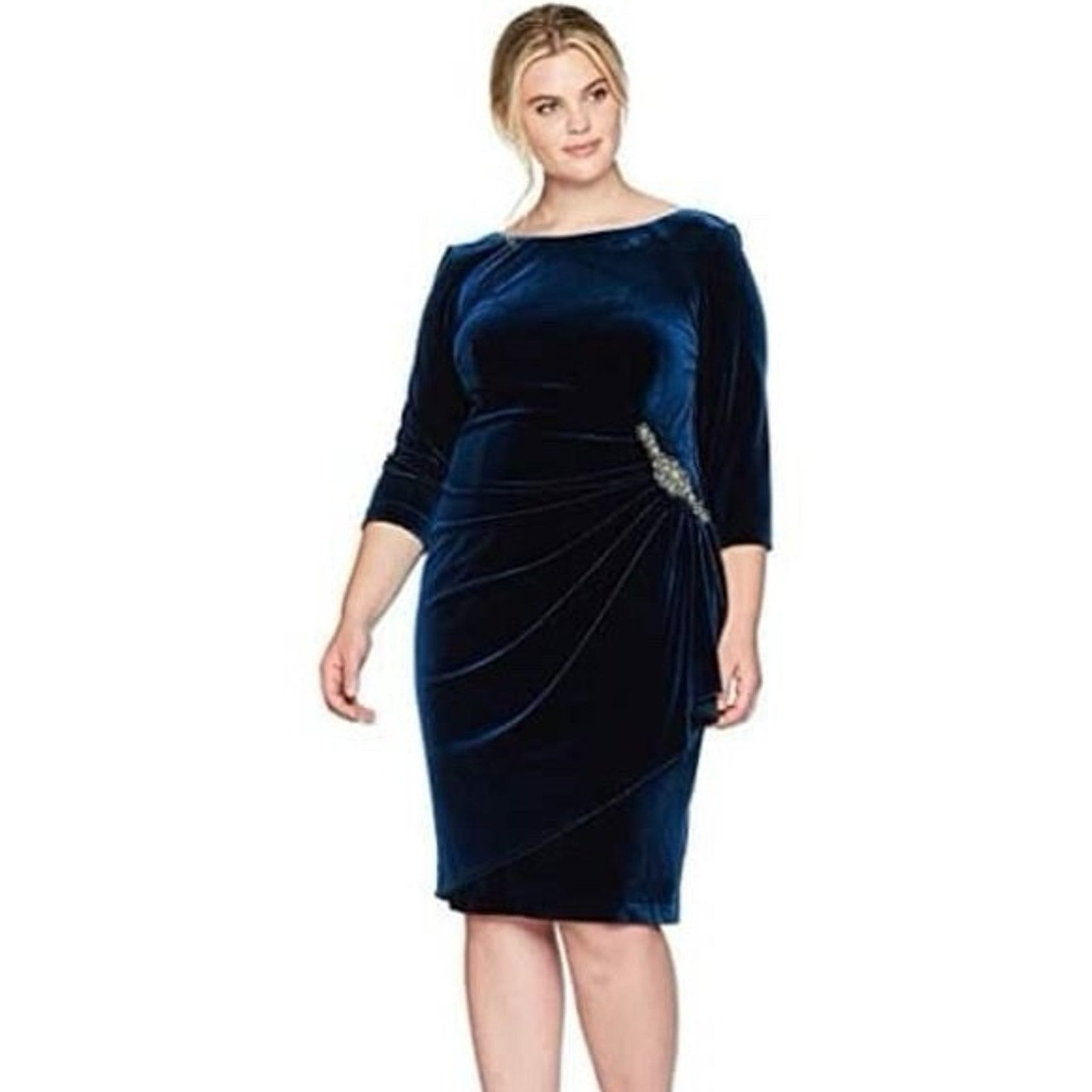 Alex Evenings ALEX EVENINGS Plus Size Ruched Velvet Dress Size 16 A000149 Size XXL / US 16-18 / IT 52-54 - 1 Thumbnail