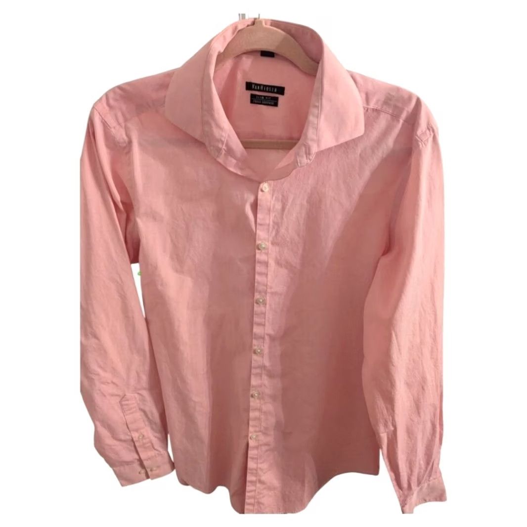 Van Heusen Van Heusen Dress Shirt Pink Slim Fit Long Sleeve 15.5 34/35 Wrinkle Resistant Button Cuff Mens Shirt Size 42R - 2 Thumbnail