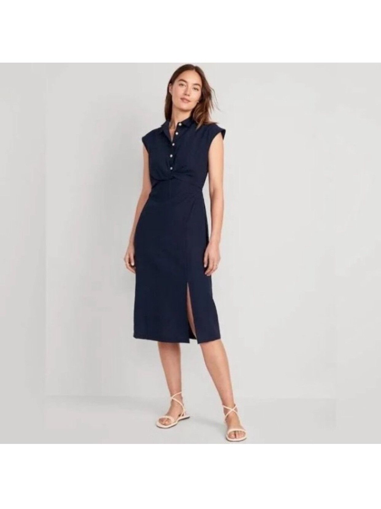 Old Navy OLD NAVY NWT women’s blue cut out waist button midi dress Size M / US 6-8 / IT 42-44 - 1 Thumbnail