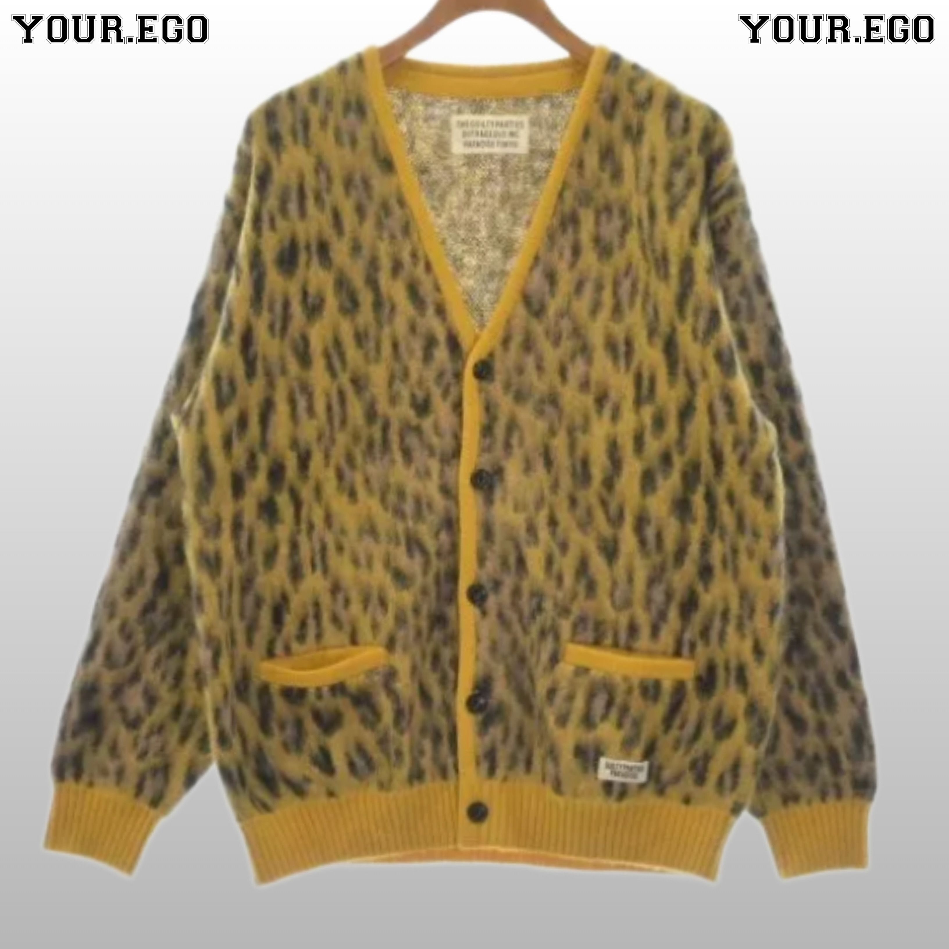 トップス WACKO MARIA CHECK MOHAIR CARDIGAN Wacko Maria Men's Diamond Mohair Cardigan in White Wacko Maria