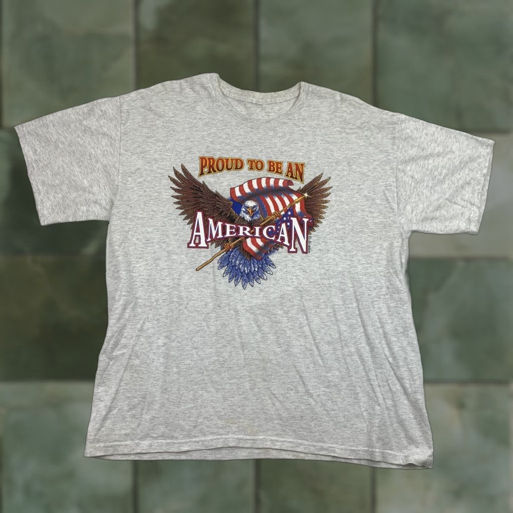 Vintage Vintage Proud to be an American T Shirt Adult Large Gray Eagle USA Flag 90s Y2K Size US L / EU 52-54 / 3 - 1 Thumbnail