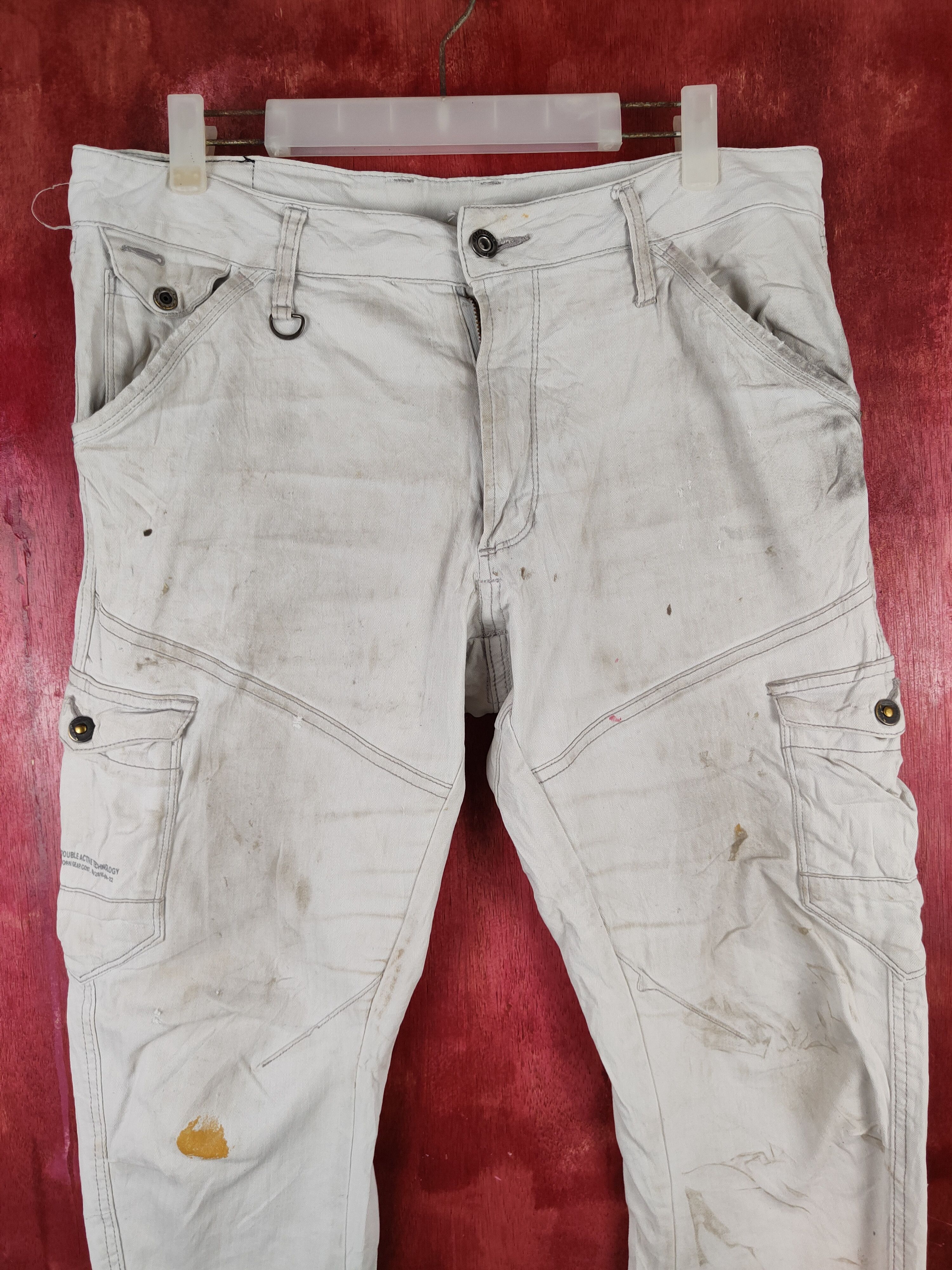 Japanese Brand I'z Frontier White Multipocket Tactical Cargo Pants #S1292 Size US 33 - 2 Thumbnail