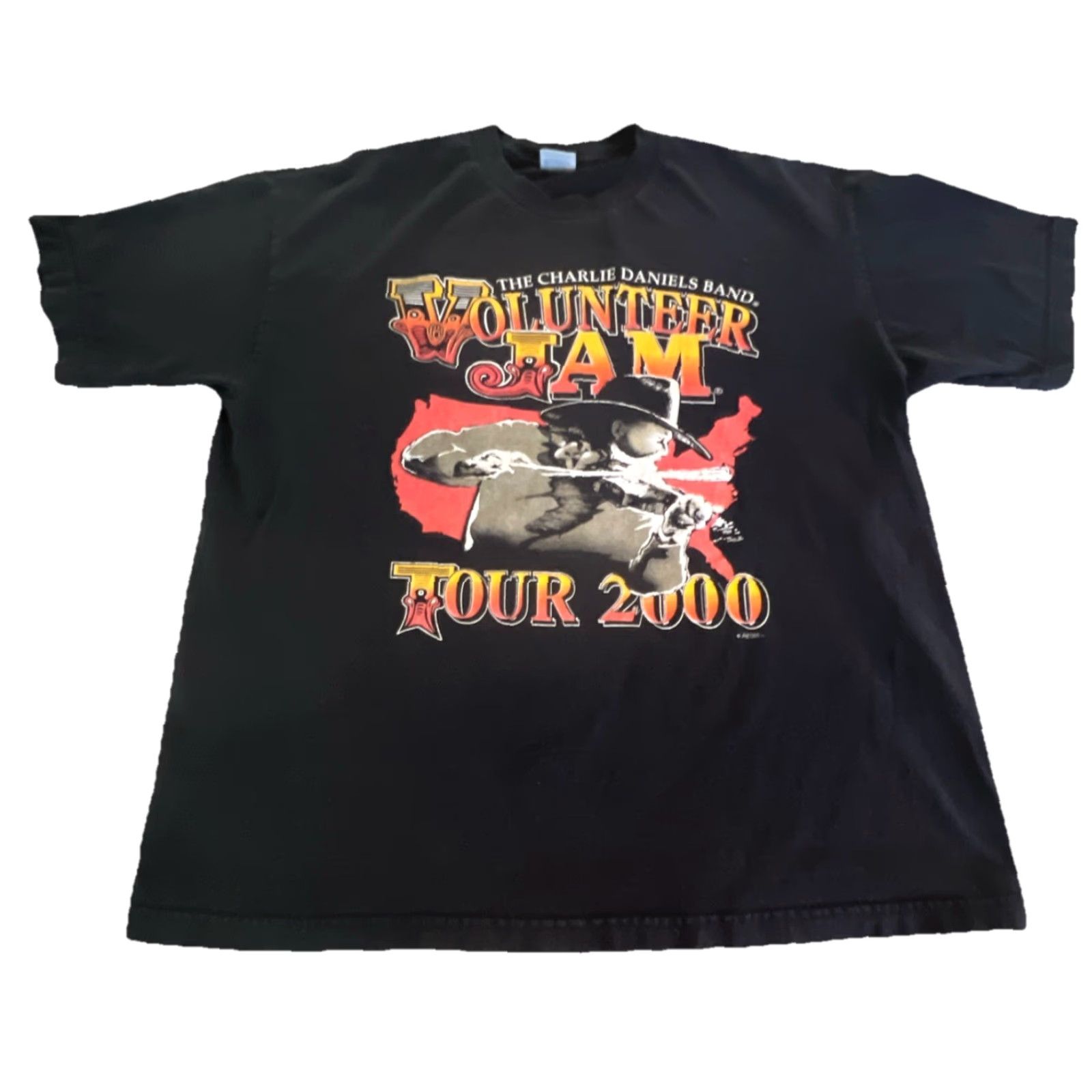 AAA VINTAGE Charlie Daniels Band Tour Shirt Men’s 2XL Short Sleeve Black Graphic Tee Double Sided 2000s Mens Size US XXL / EU 58 / 5 - 2 Thumbnail