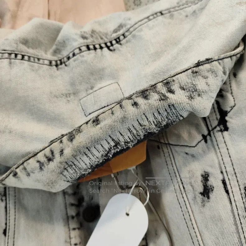 Saint Laurent Paris SLP Distressed Denim Jacket White Black. Size US XS / EU 42 / 0 - 4 Thumbnail