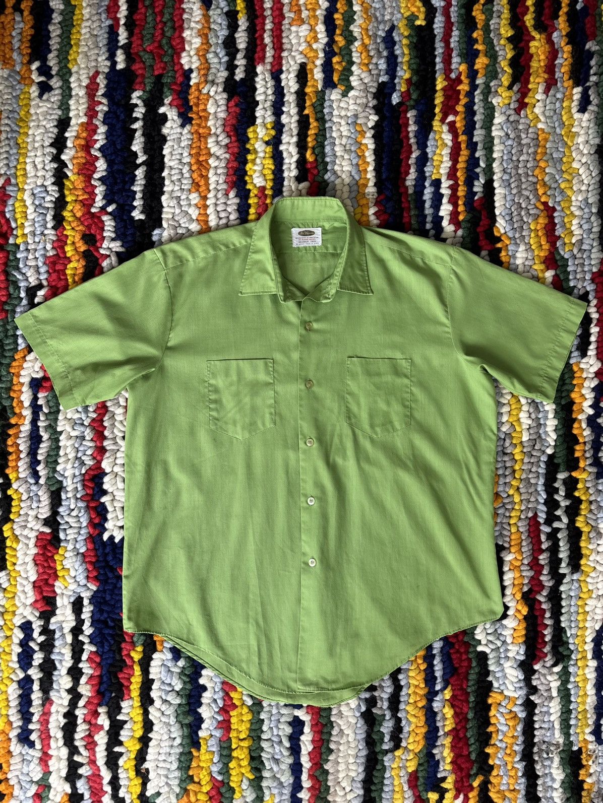 Vintage 1960s Short Sleeve Button Up Green Size US XL / EU 56 / 4 - 1 Thumbnail