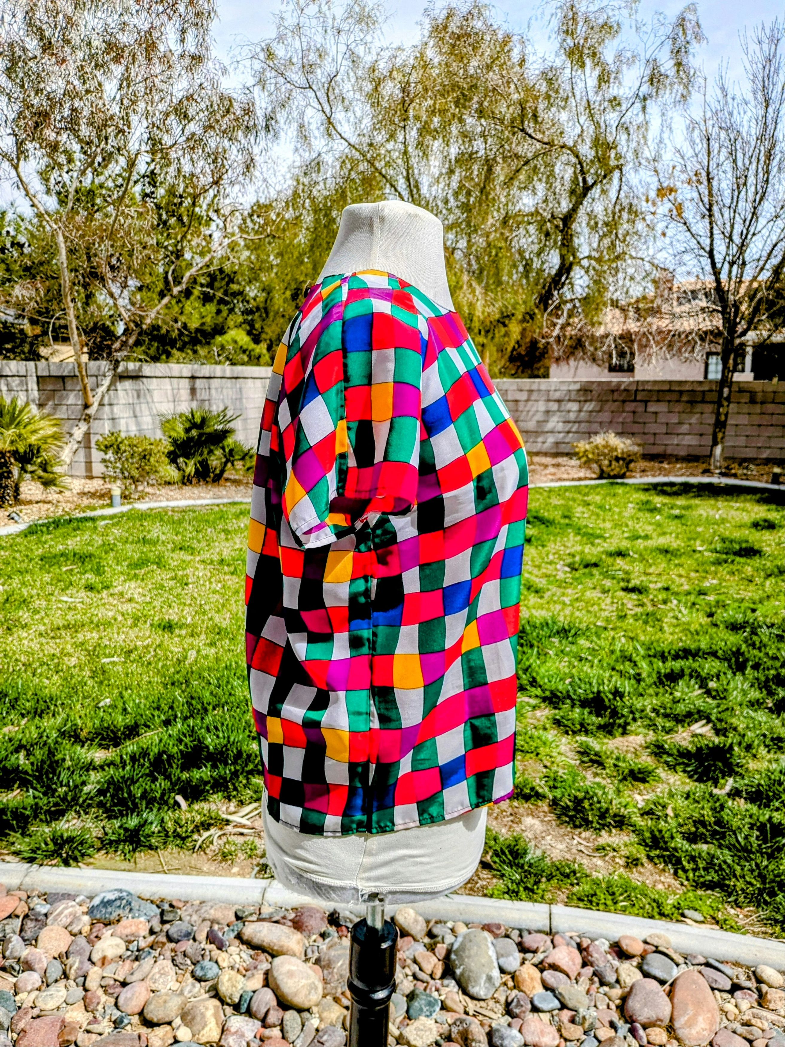 Designer Petite Impressions Pullover Blouse Multicolor Rattan Check Size M / US 6-8 / IT 42-44 - 2 Thumbnail