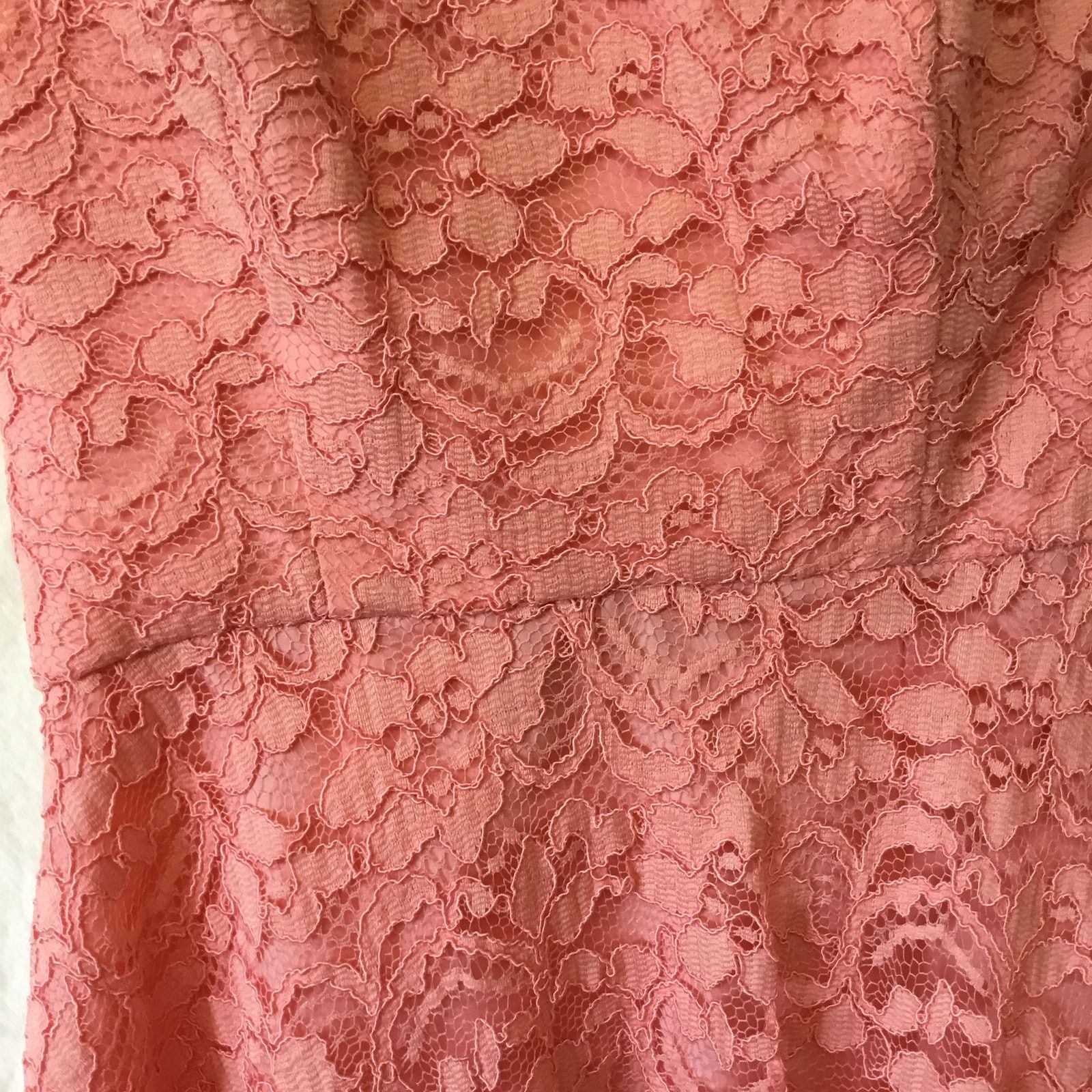 Other David's Bridal Strapless Coral Pink Lace Dress Size XS / US 0-2 / IT 36-38 - 5 Thumbnail
