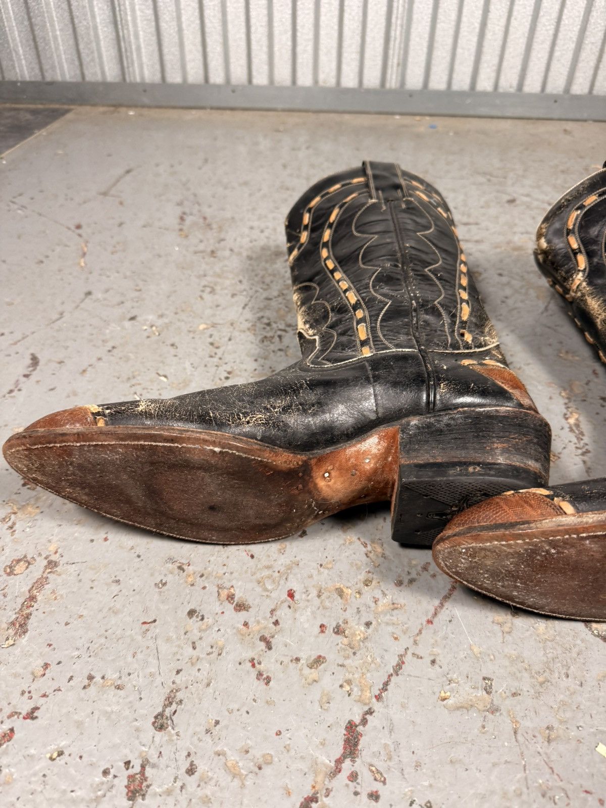 Vaquera 80s Vintage Vaquero Distressed Brown Lizard Toe Cowboy Boots Size US 9 / EU 42 - 5 Thumbnail