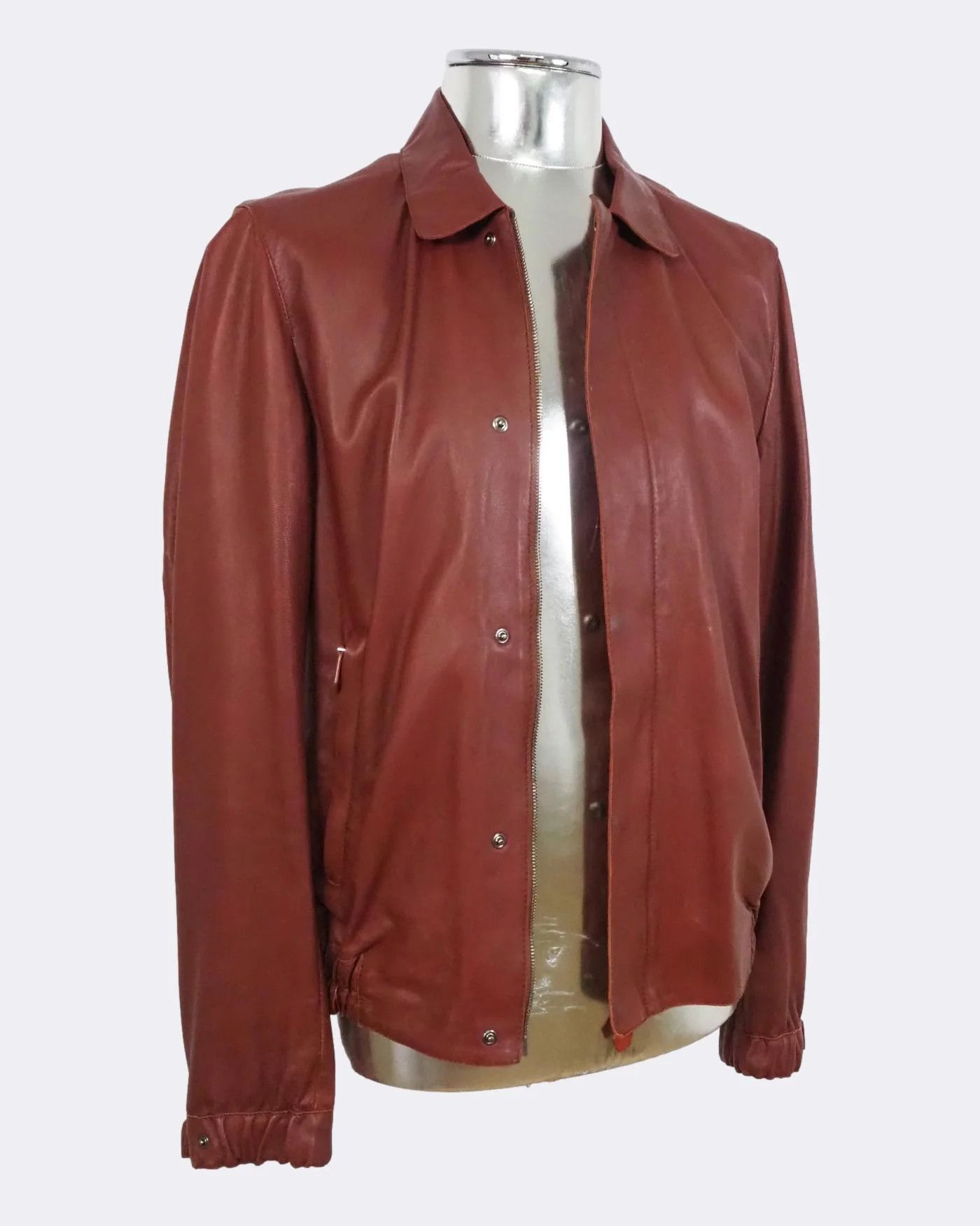 Trussardi Men's Trussardi Lightweight Leather Bomber Jacket $1155 Size US M / EU 48-50 / 2 - 9 Thumbnail