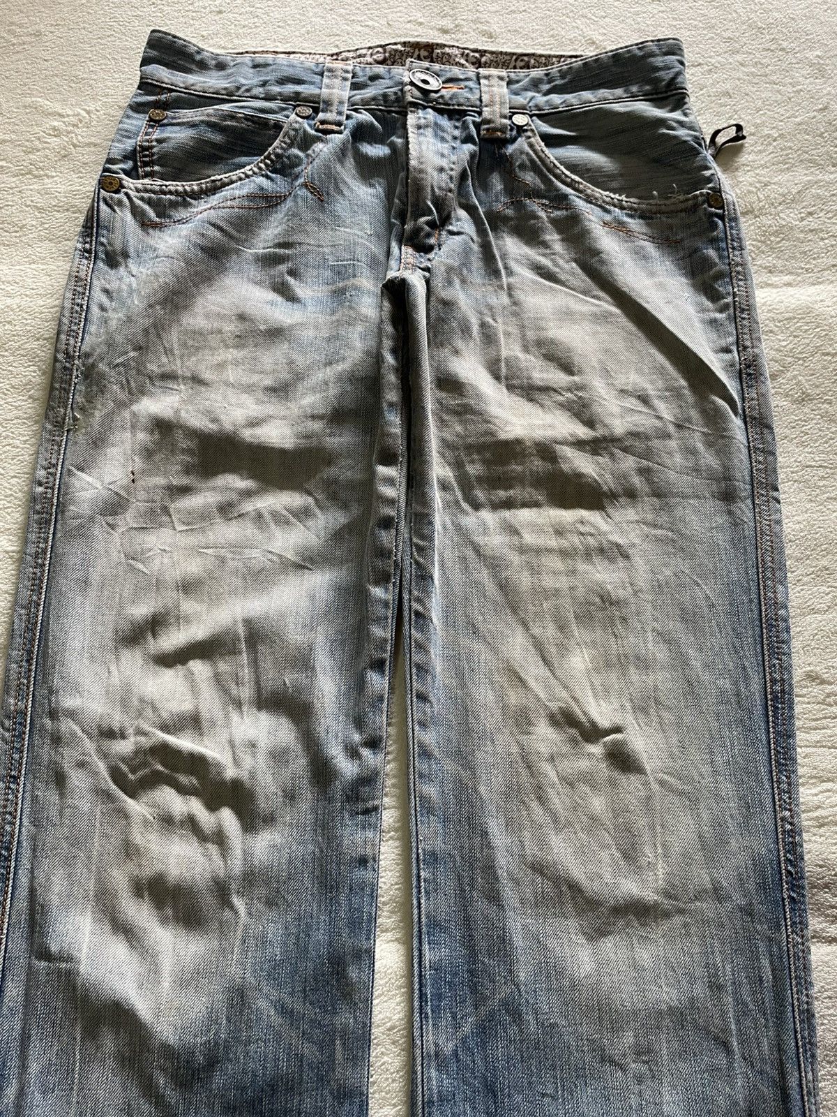 Edwin Vintage Edwin Boot Cut Mudwash Faded Distress Denim Jeans Size US 32 / EU 48 - 2 Thumbnail