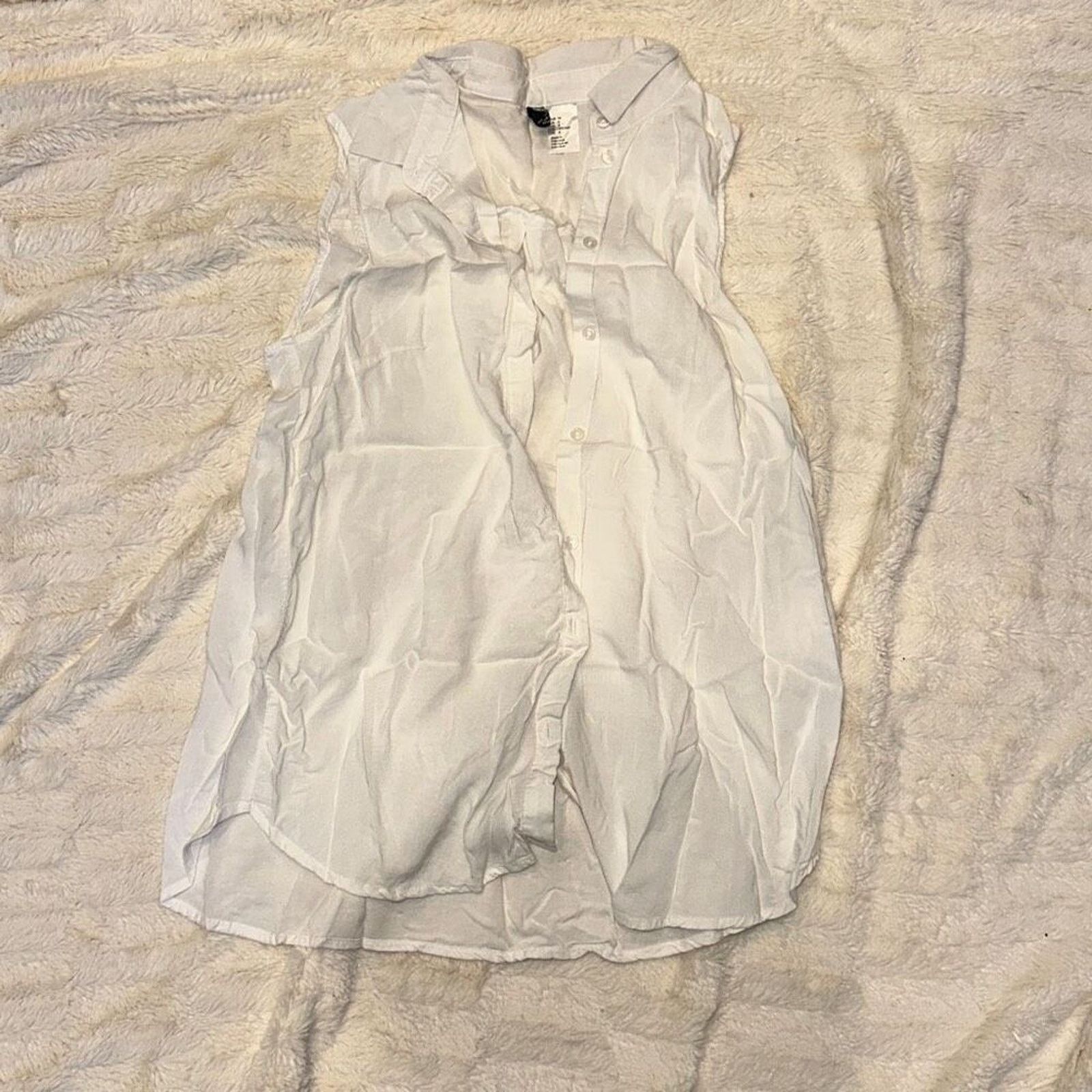 Divided Divided Button Front White Collared Tank Top | Sz 8 Size M / US 6-8 / IT 42-44 - 2 Thumbnail