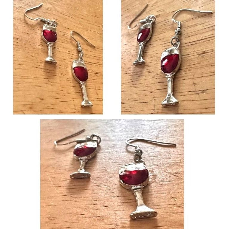 Handmade Red Wine Glass Earrings Merlot Cabernet Pinot NoirCocktails Size ONE SIZE - 10 Thumbnail