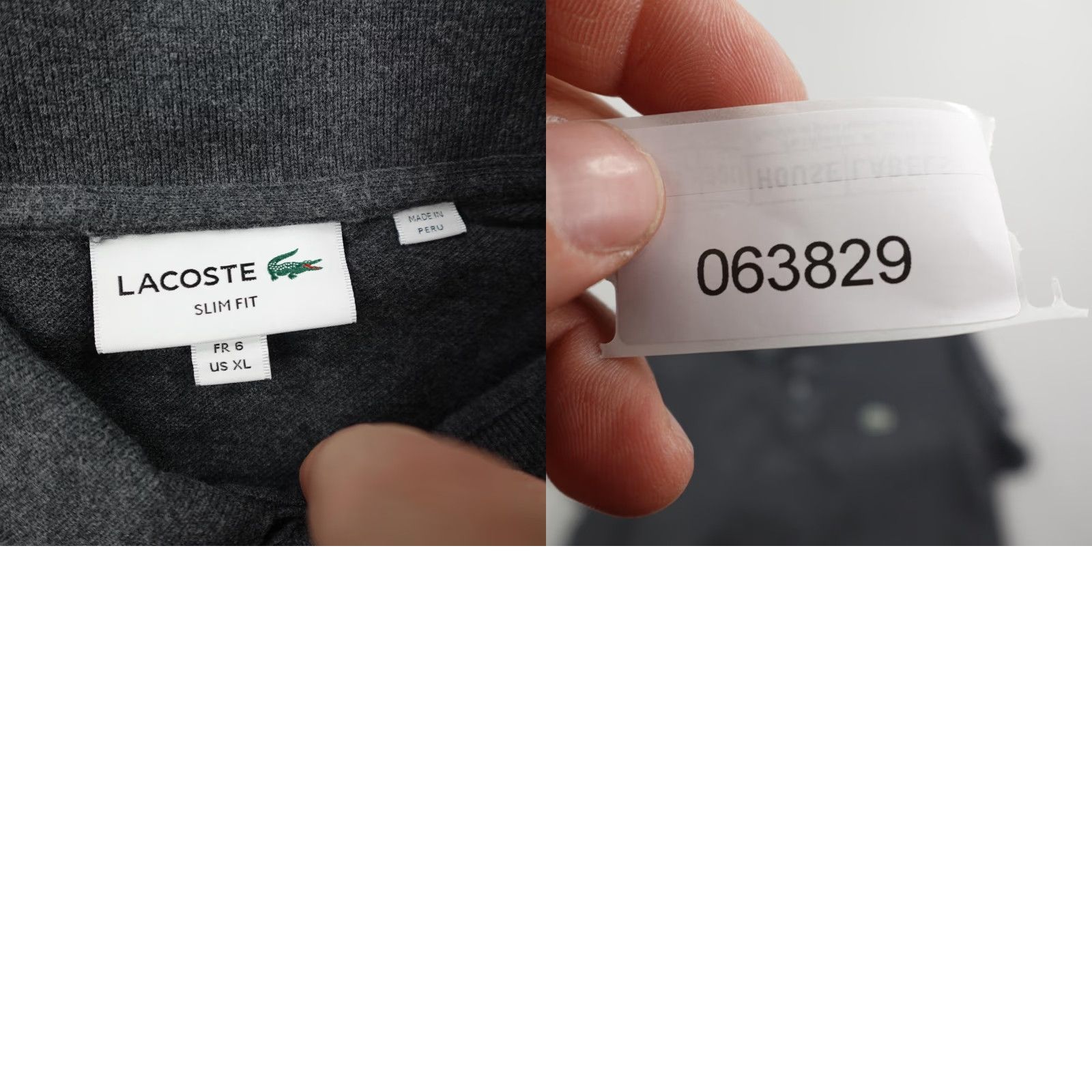 LACOSTE Polo Shirt Mens XL Gray Slim Fit Short Sleeve Croc Logo Pique Cotton - Solid, 100% Cotton, Slim Fit, Casual Wear, Regular Size, Men Polos