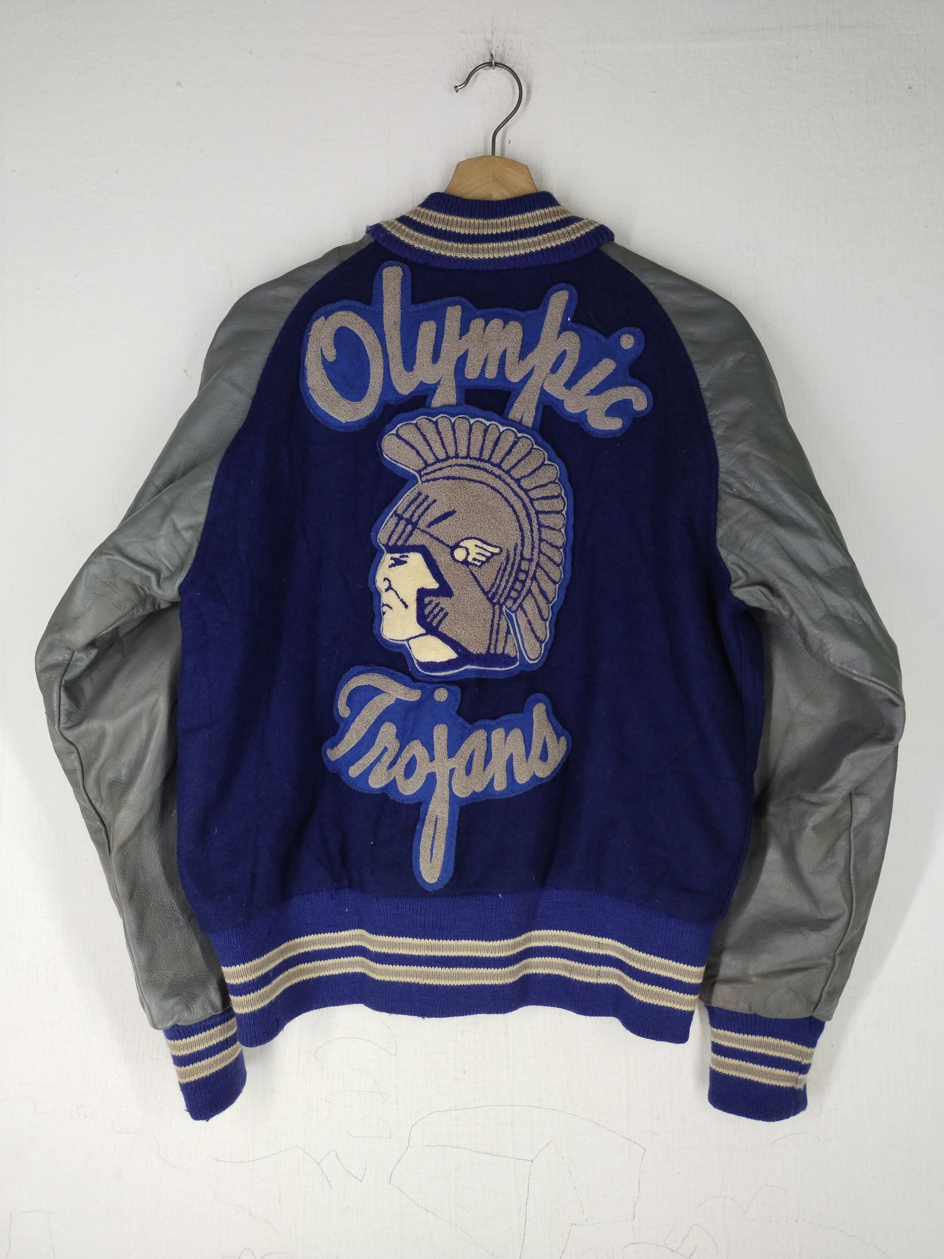 Vintage Vintage Lisa Olympik Trojen Varsity Leather Wool Jacket Size US M / EU 48-50 / 2 - 10 Thumbnail