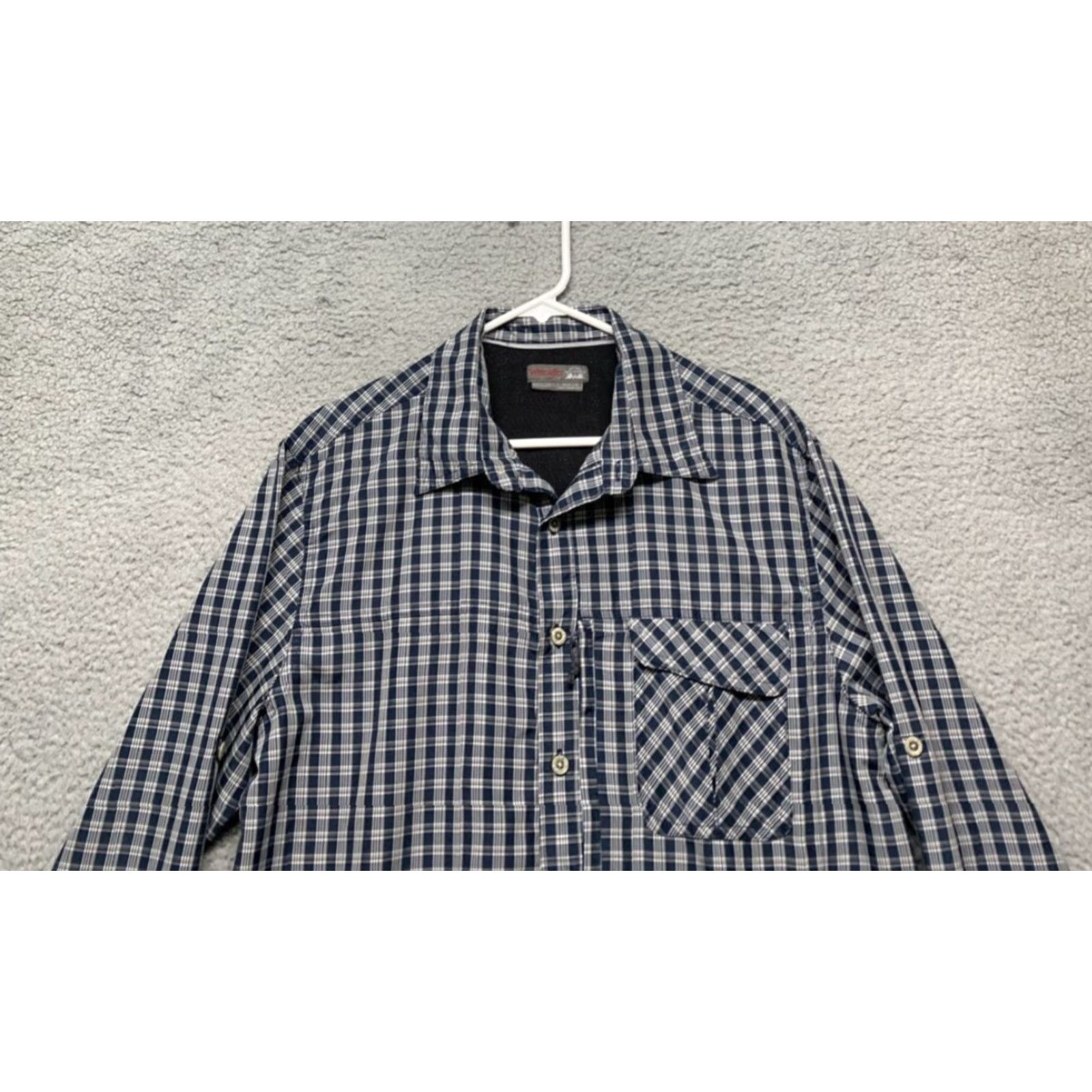 Wrangler Wrangler Outdoor Reg Fit Button Shirt Mens M Blue Plaid Vented Pockets 1-7" Zip Size US M / EU 48-50 / 2 - 2 Thumbnail