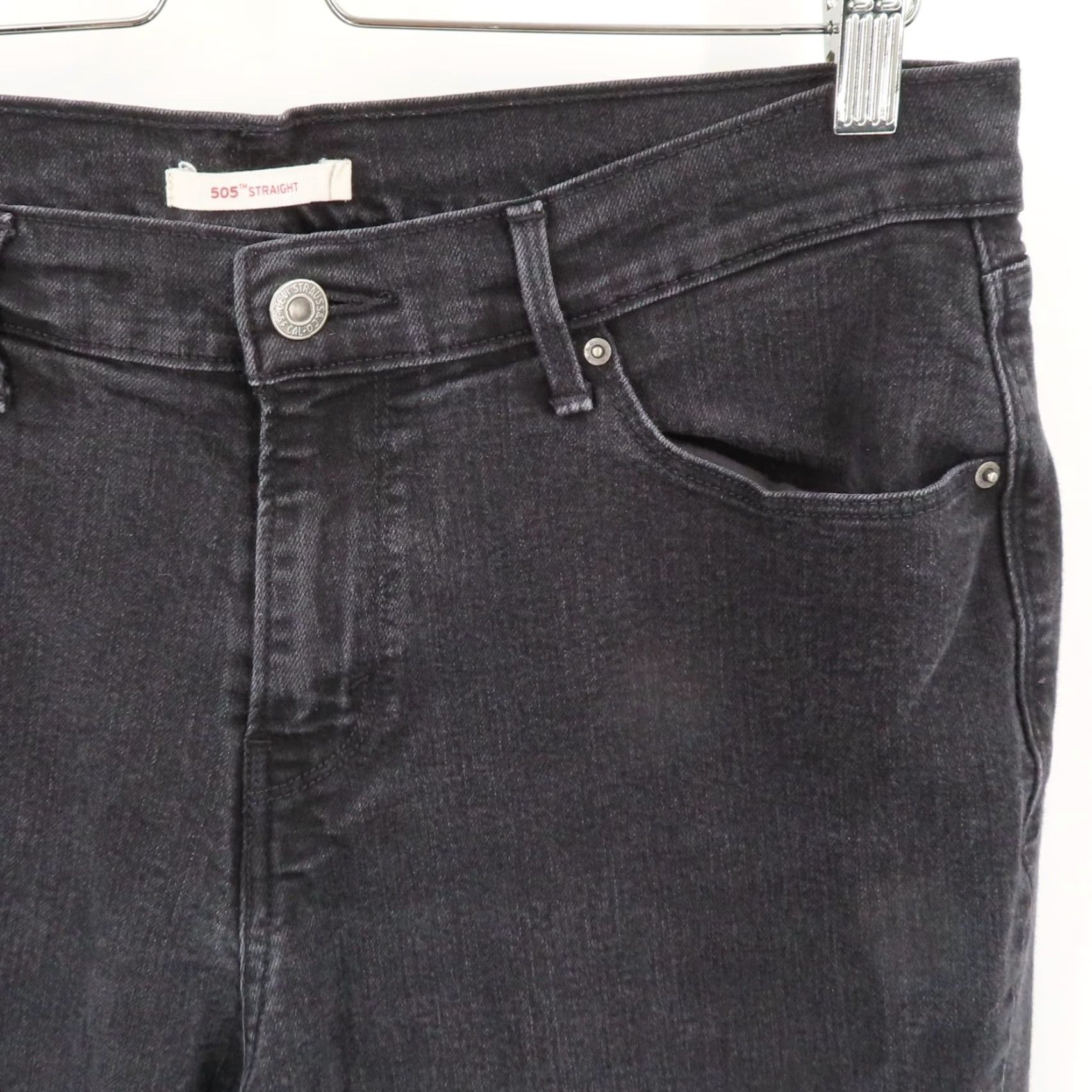 Levi's Levi's 505 Straight Jeans Women Black Denim Cotton Blend Pockets W31 L32 Regular Button Zip 5-Pocket Design Vintage No Size 24" / US 00 / IT 34 - 3 Thumbnail