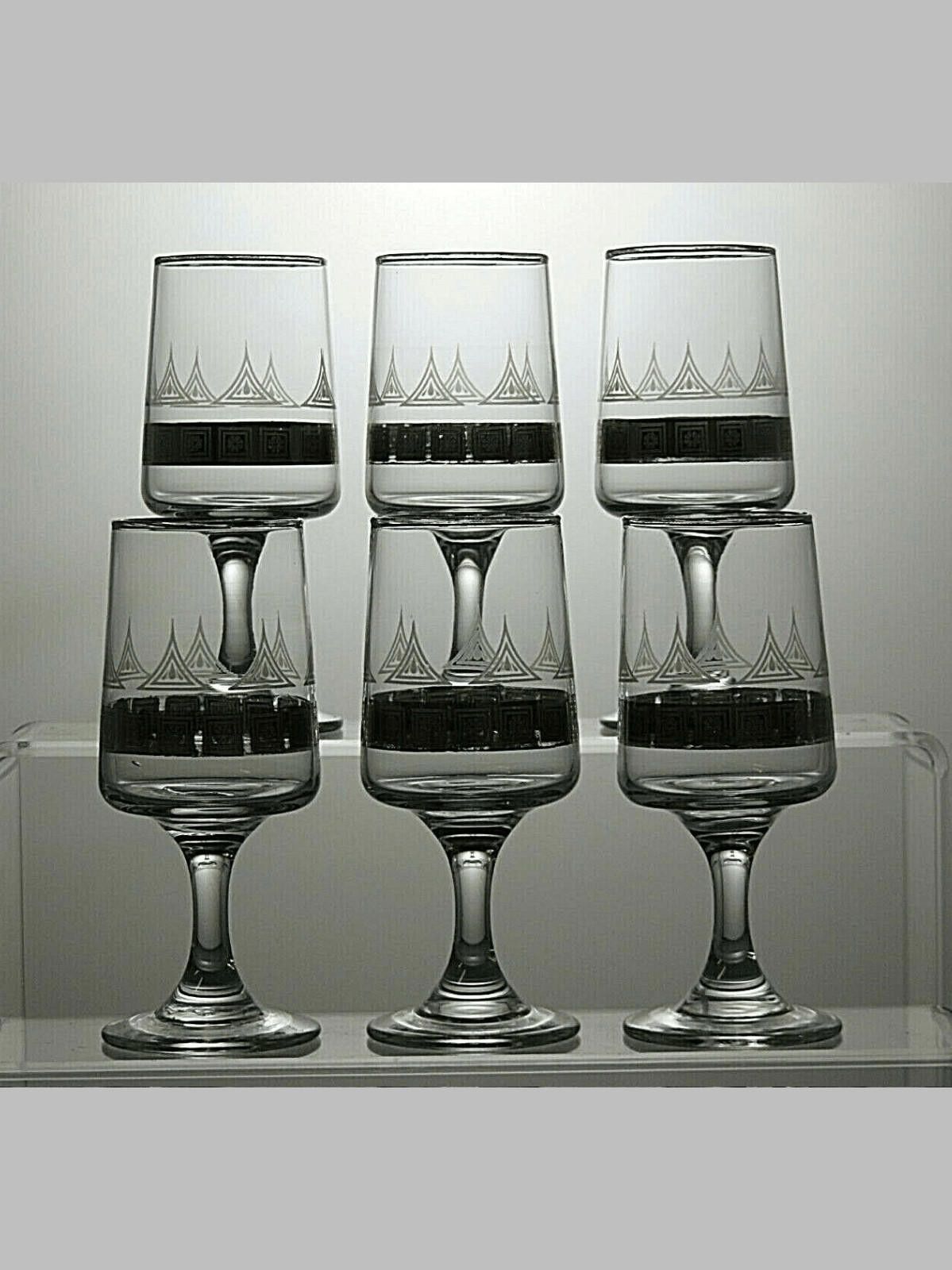 The Unbranded Brand Silver Plated & Etched Set Of 6 Sherry Glasses 4 1/3" Size ONE SIZE - 1 Thumbnail