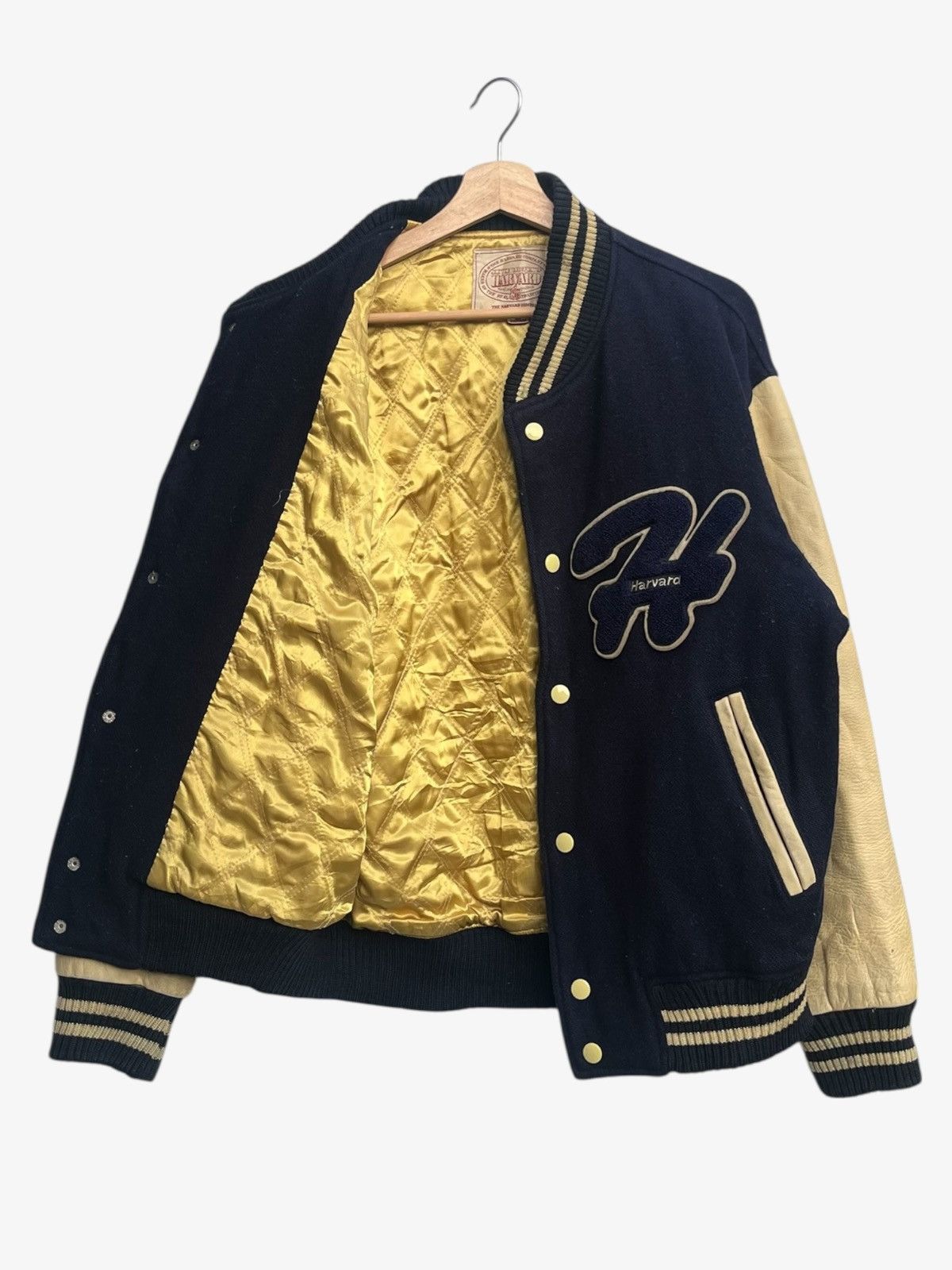Vintage 90s Harvard Wool Letterman Jacket Leather Sleeves Size US L / EU 52-54 / 3 - 3 Thumbnail