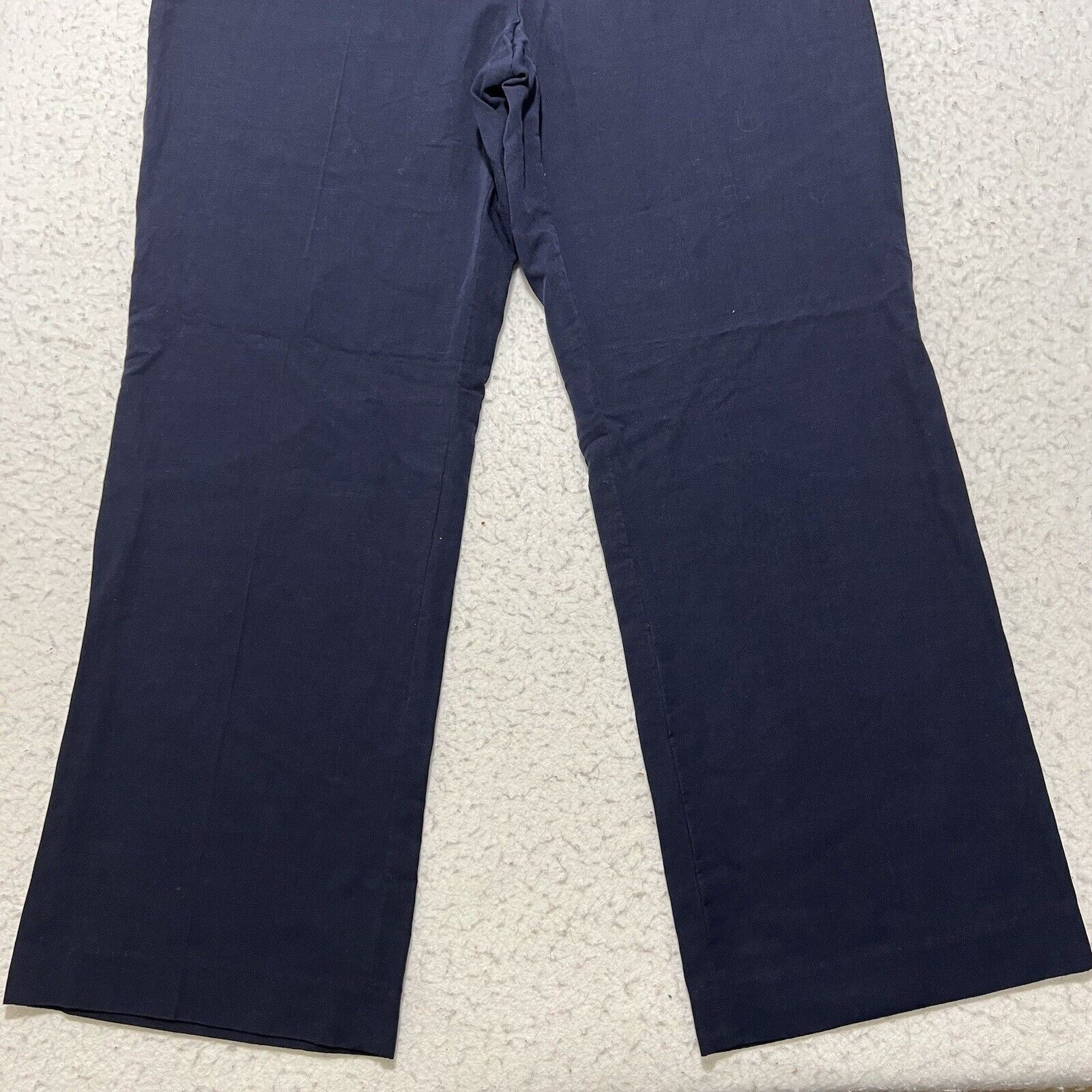 Jones New York Jones Wear 10P Flat Front Linen Blend Navy Blue Chino Pants Size 32" / US 10 / IT 46 - 3 Thumbnail