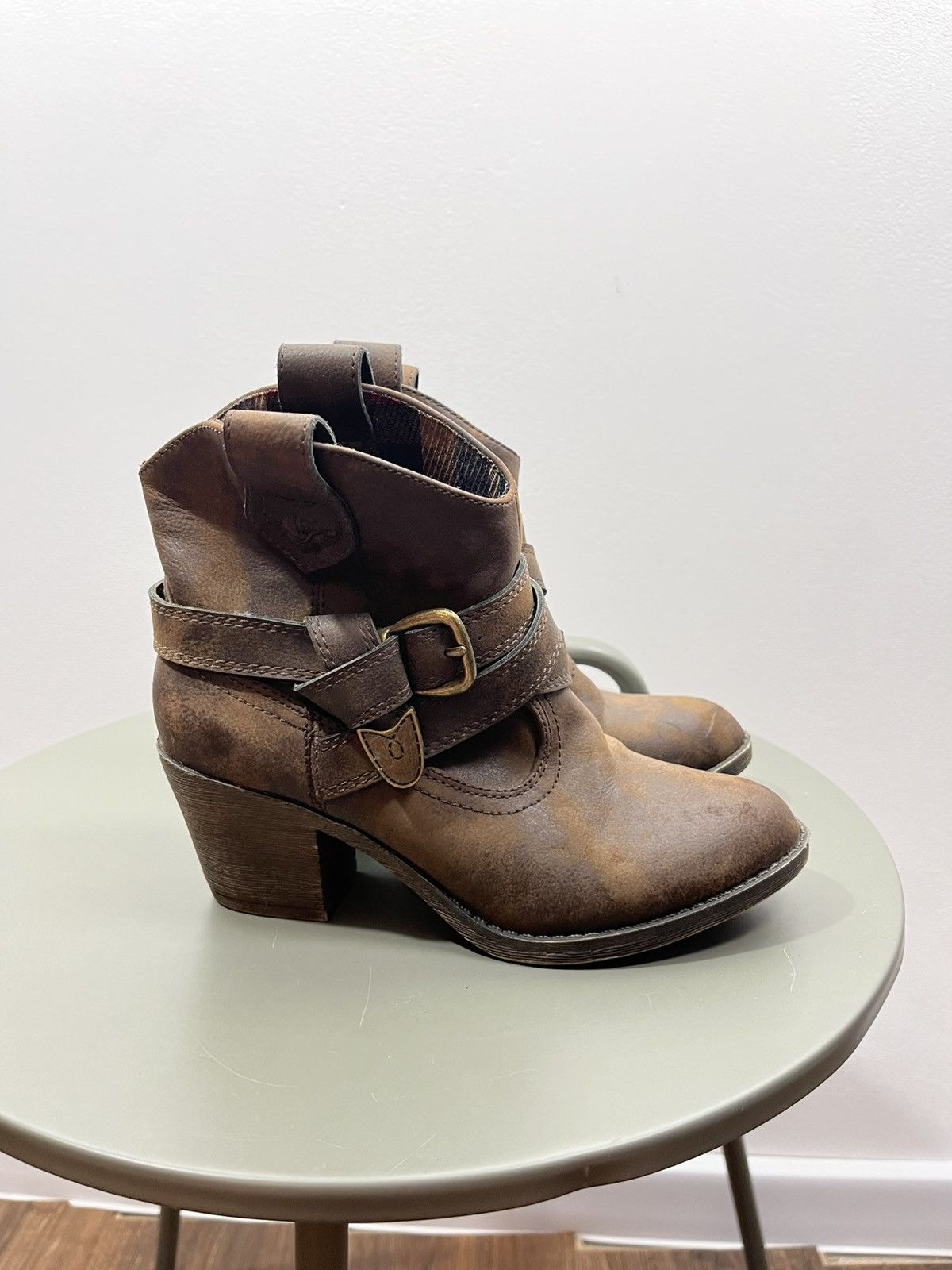 Other Brown Western Ankle Boots Buckle Strap Distressed Heel US5.5 Size US 5.5 / IT 35.5 - 7 Thumbnail