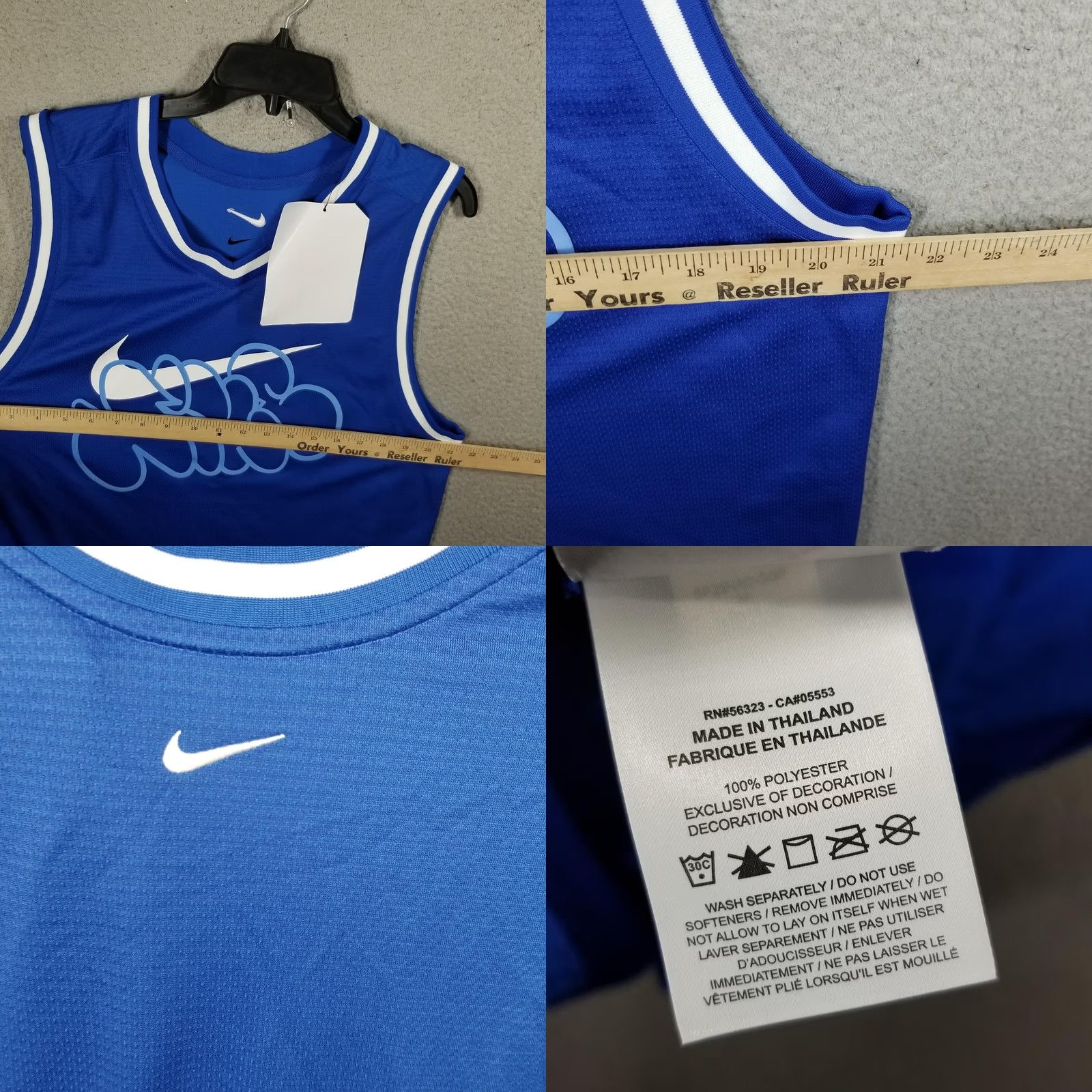 Nike Nike Dri-FIT Basketball Jersey Mens M Blue White Tank Sleeveless Crew Neck Graphic Print Size US M / EU 48-50 / 2 - 8 Thumbnail