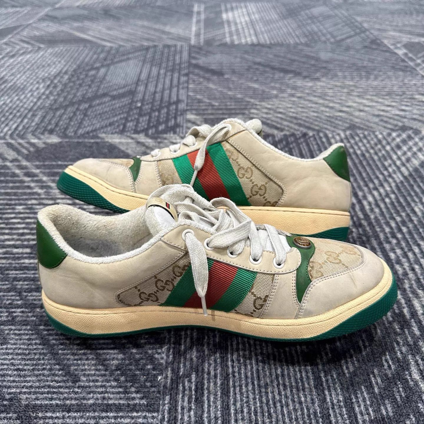 Gucci Gucci Screener Green Enamel Toe Dirty Sneaker 43 99 New Size US 10 / EU 43 - 5 Thumbnail