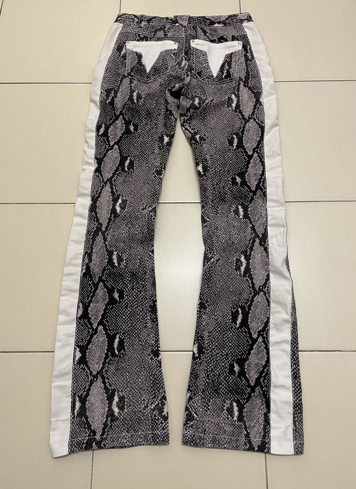 Japanese Brand Valenza Sport Snakeskin Print Bootcut Pants Size 26" / US 2 / IT 38 - 6 Thumbnail