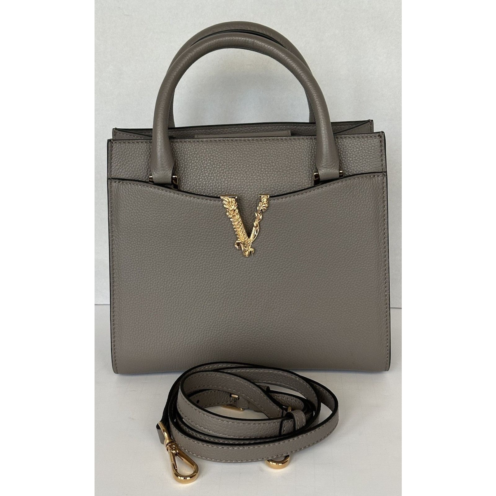 Versace Versace Virtus Grainy Calf Small Grey Top Handle Bag 1005960 Size ONE SIZE - 10 Thumbnail