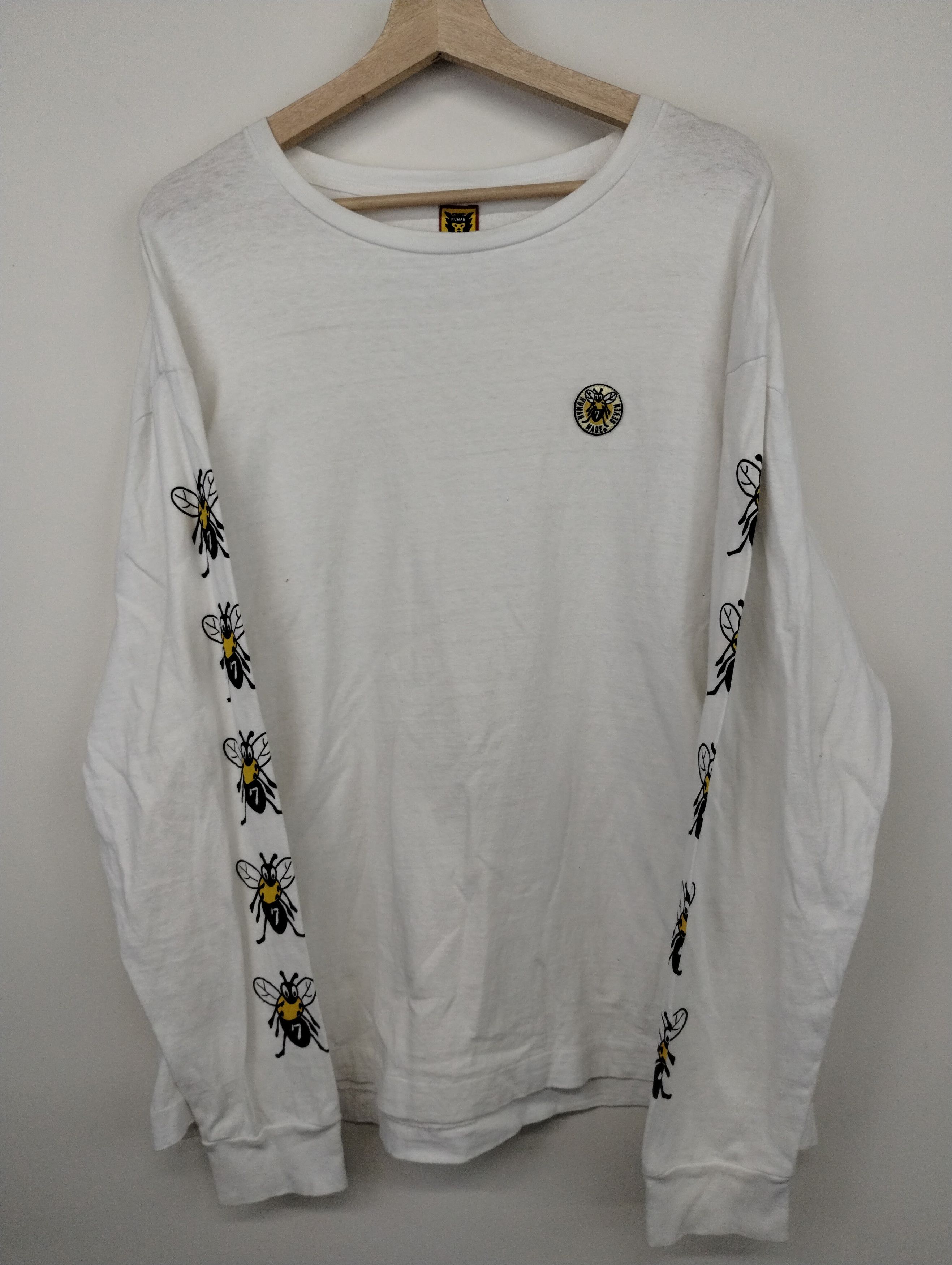 image of Human Made Bees Longsleeve in White, Men's (Size XL)