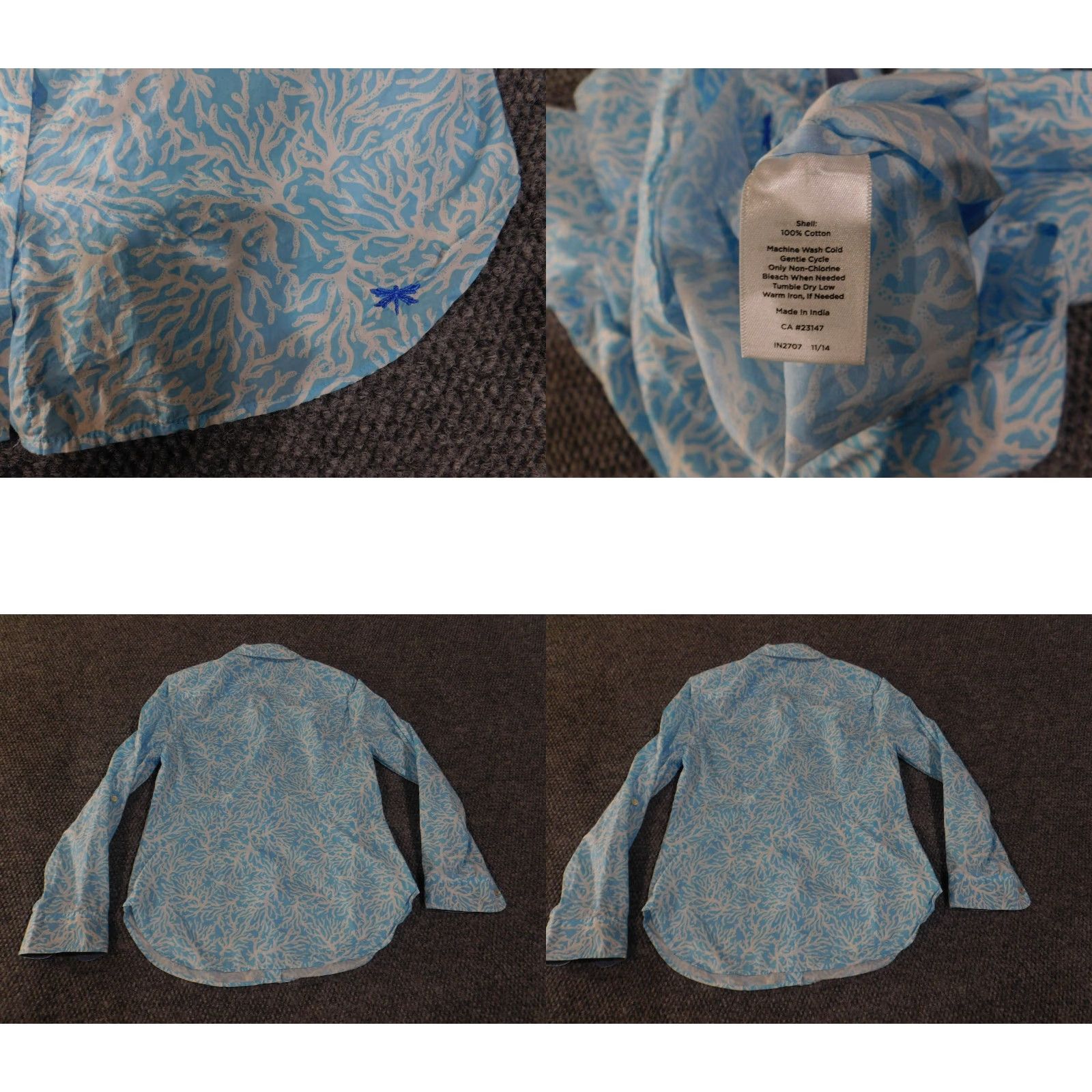 Talbots Talbots Shirt Womens Small Blue White Coral Print Button Front Long Sleeve Cotto Size S / US 4 / IT 40 - 8 Thumbnail
