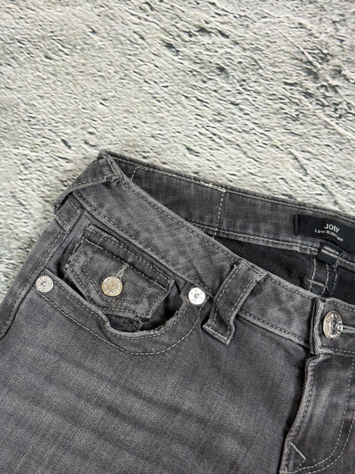 True Religion jeans grey thick stitching Joey flared