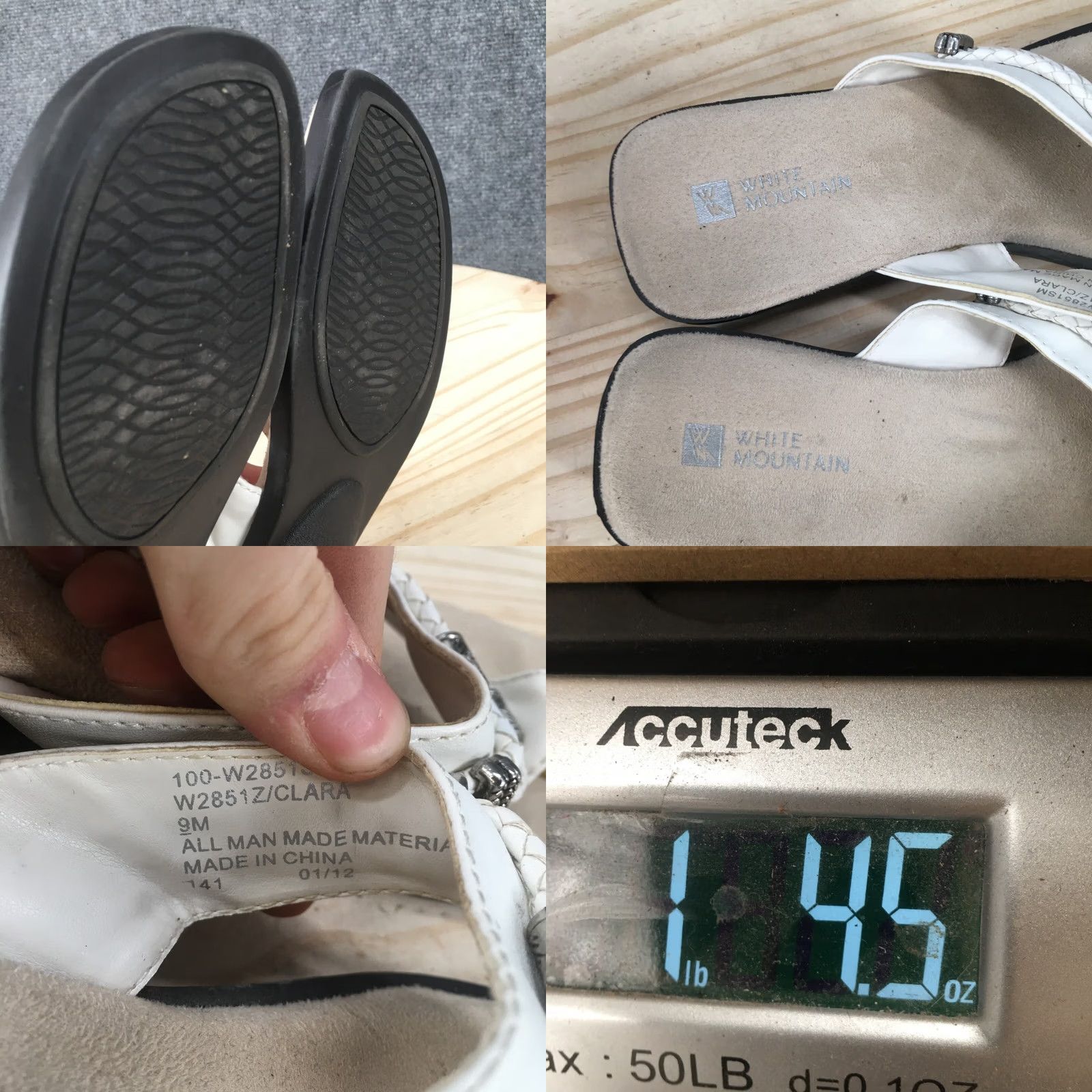 Vintage White Mountain Sandals Womens 9 M Clara Flip Flop Thong Faux Leather Size US 9 / IT 39 - 9 Thumbnail