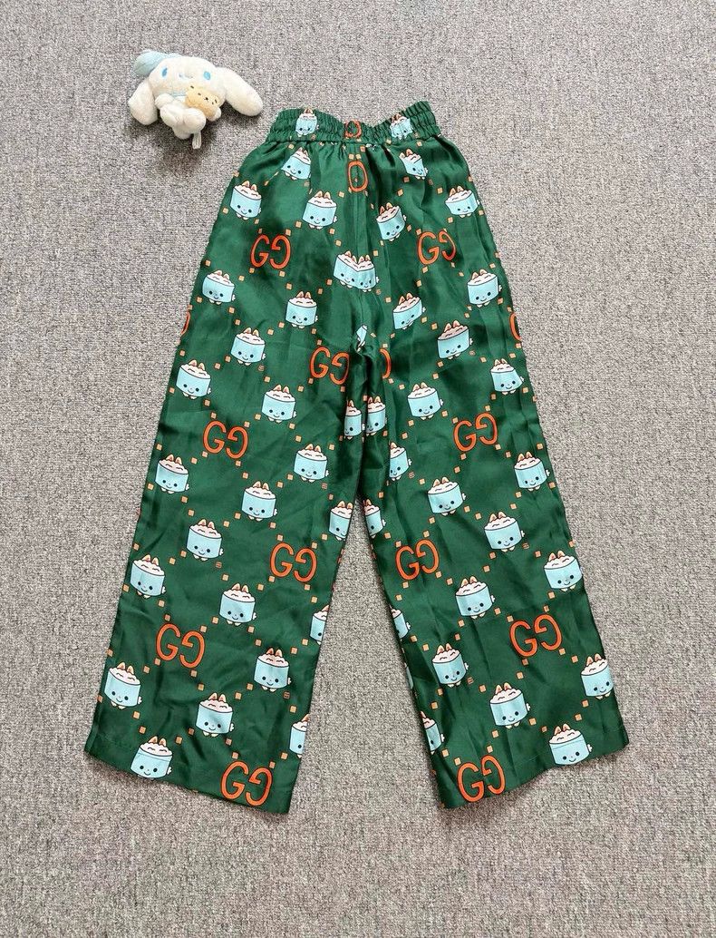 Gucci Gucci SizeXXS Green cartoon GG full logo trousers Size US 29 - 2 Thumbnail