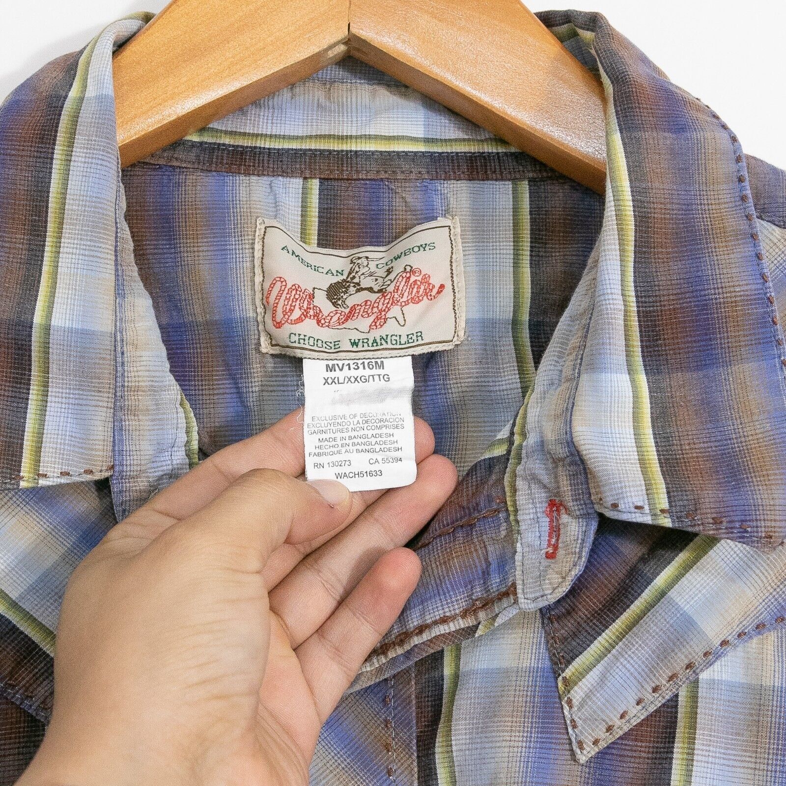 Wrangler Wrangler Pearl Snap Button Shirt 2XL Long Sleeve Distressed Size US XXL / EU 58 / 5 - 5 Thumbnail