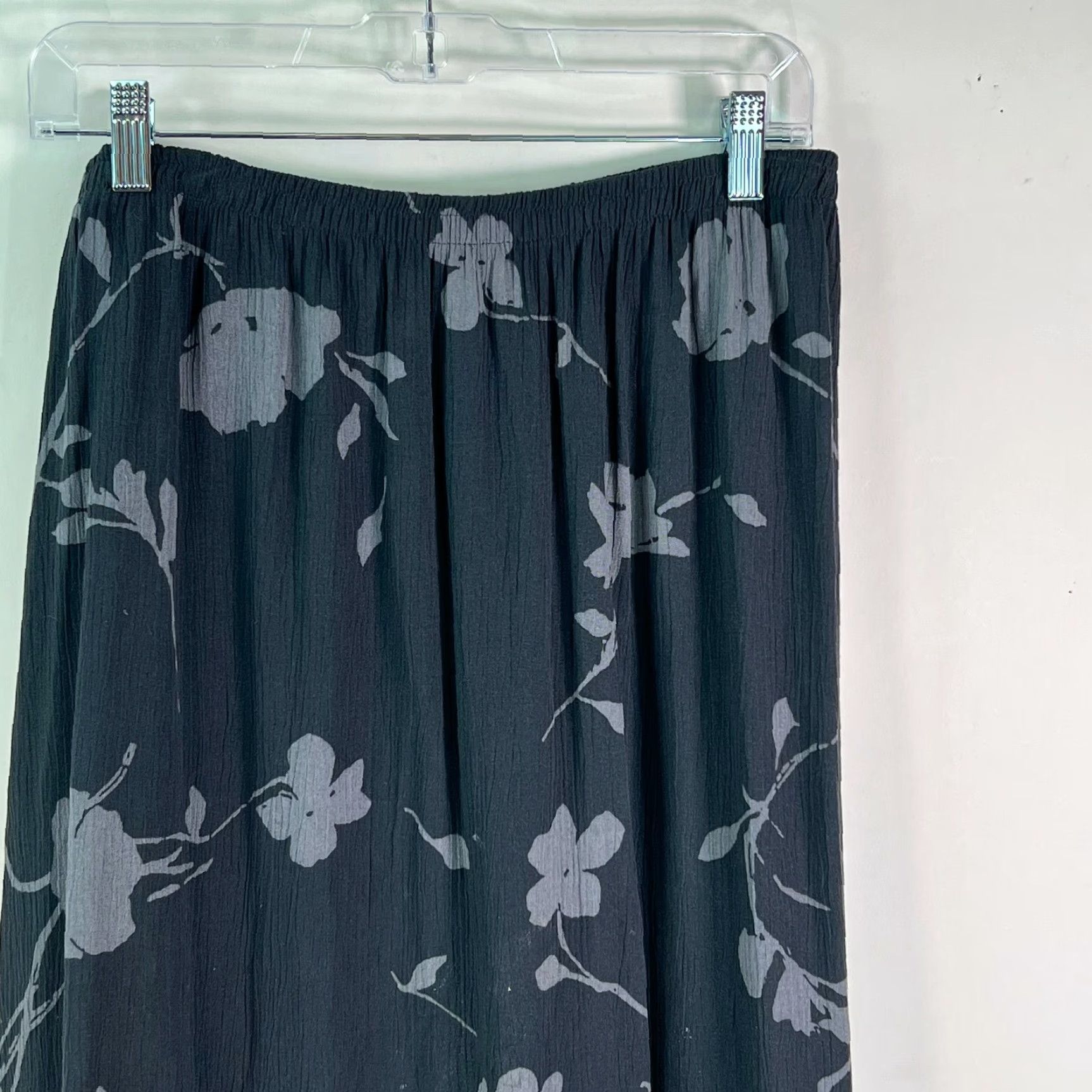 Vintage John Paul Richard Womens Floral A-Line Skirt Size L Black Casual Elastic Waist Midi Size 36" / US 14 / IT 50 - 4 Thumbnail